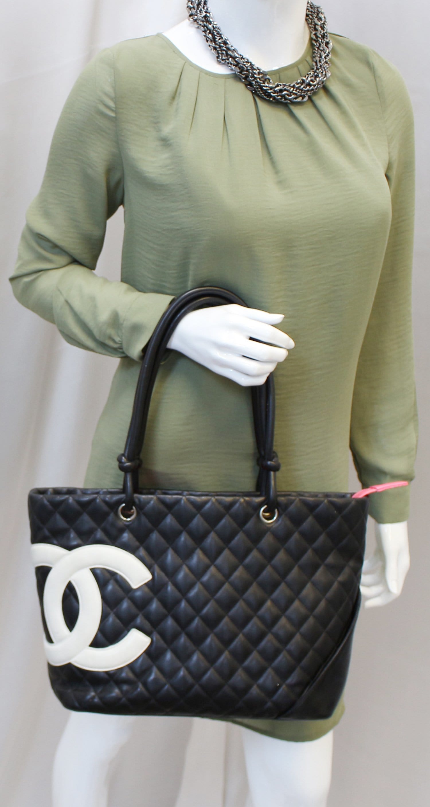 Chanel Cambon Leather Calf Calfskin Black Travel Bag
