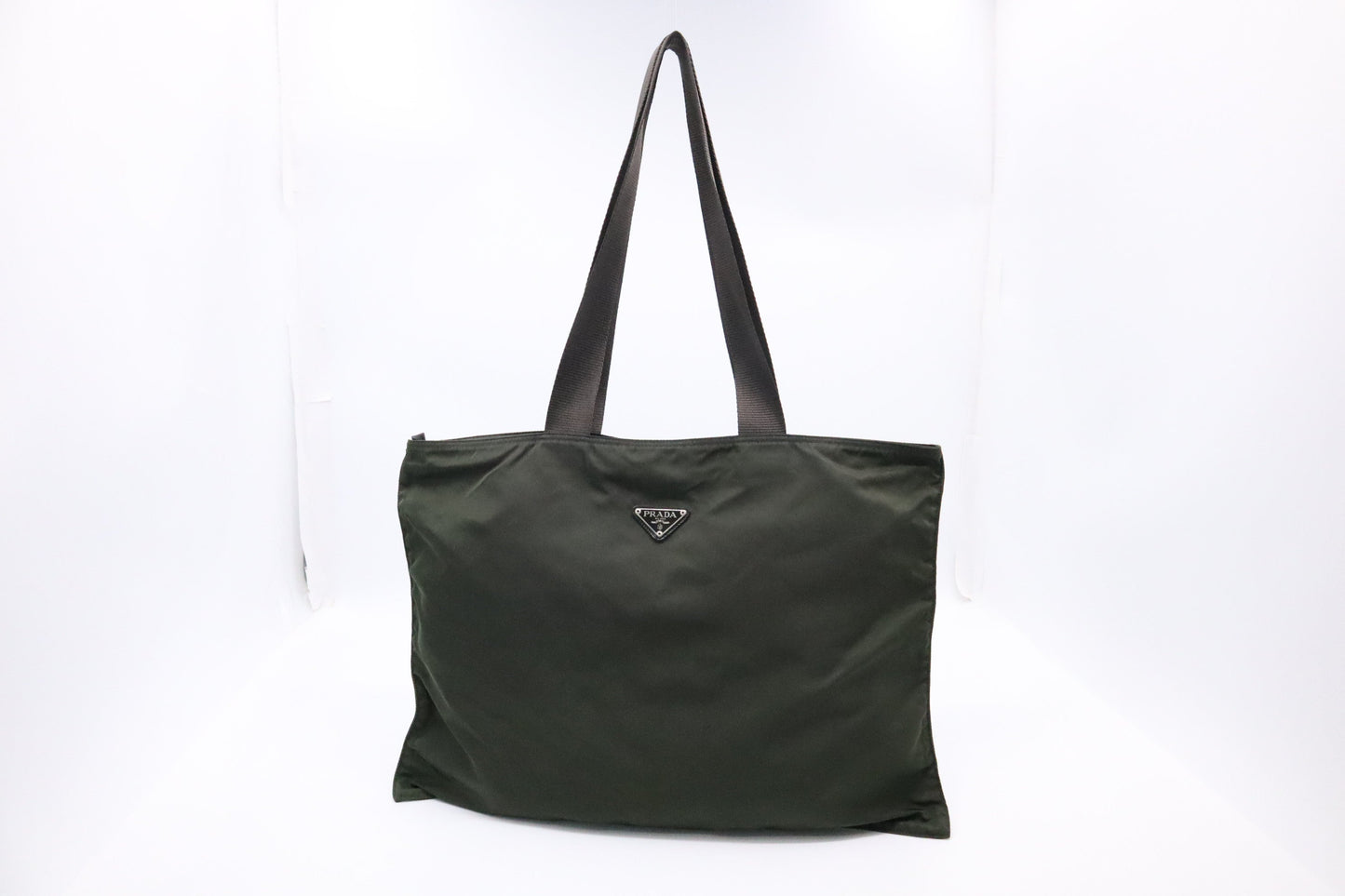 Prada Tote In Dark Handbag Nylon Green Tote Bag