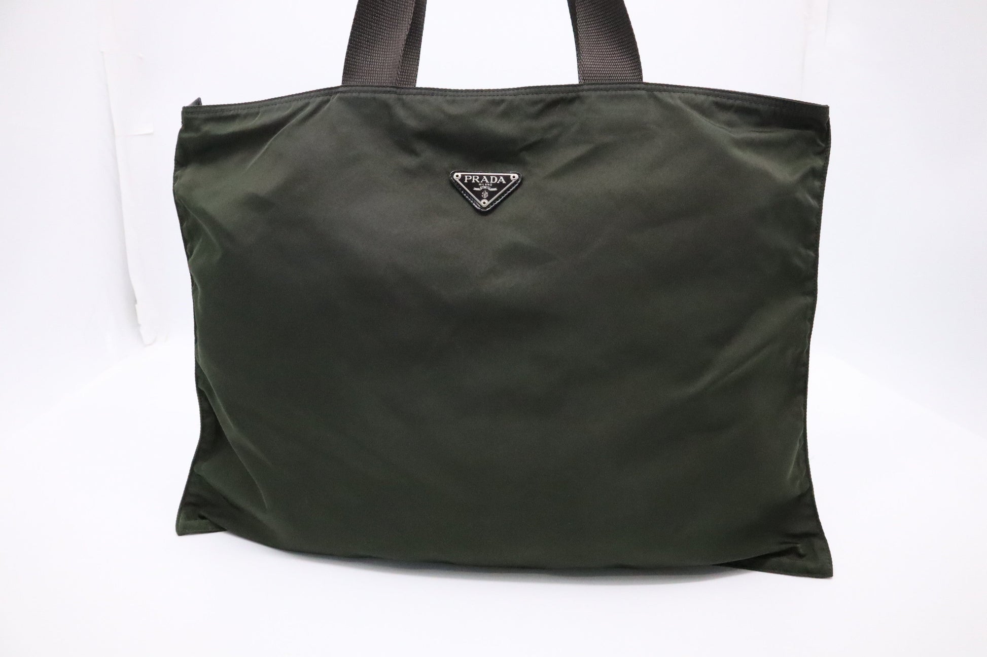 Prada Tote In Dark Handbag Nylon Green Tote Bag