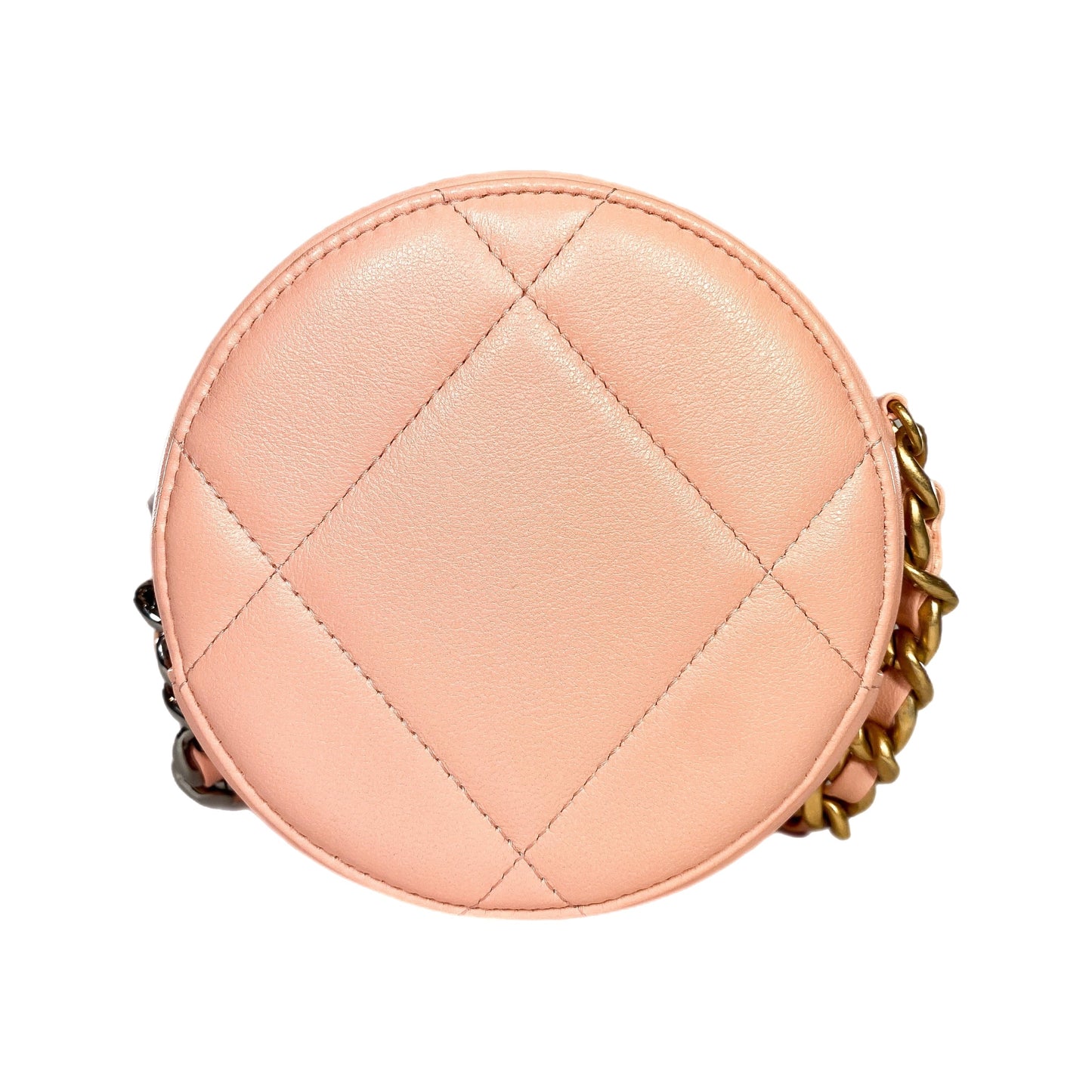 Chanel 19 Peach Round Clutch with Chain