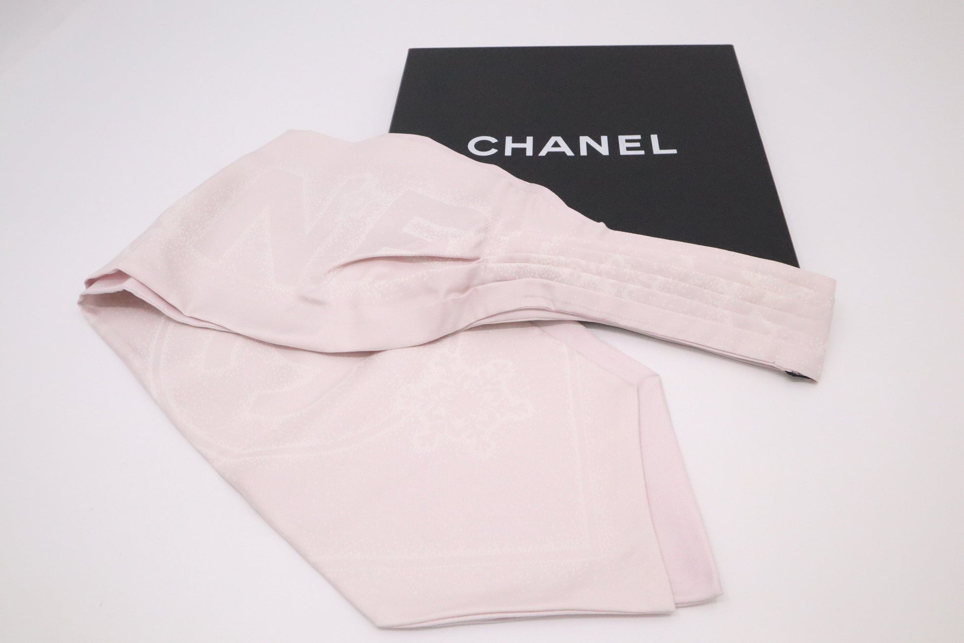 Chanel 'Snowflakes Stars' Scarf Tie Silk Pink