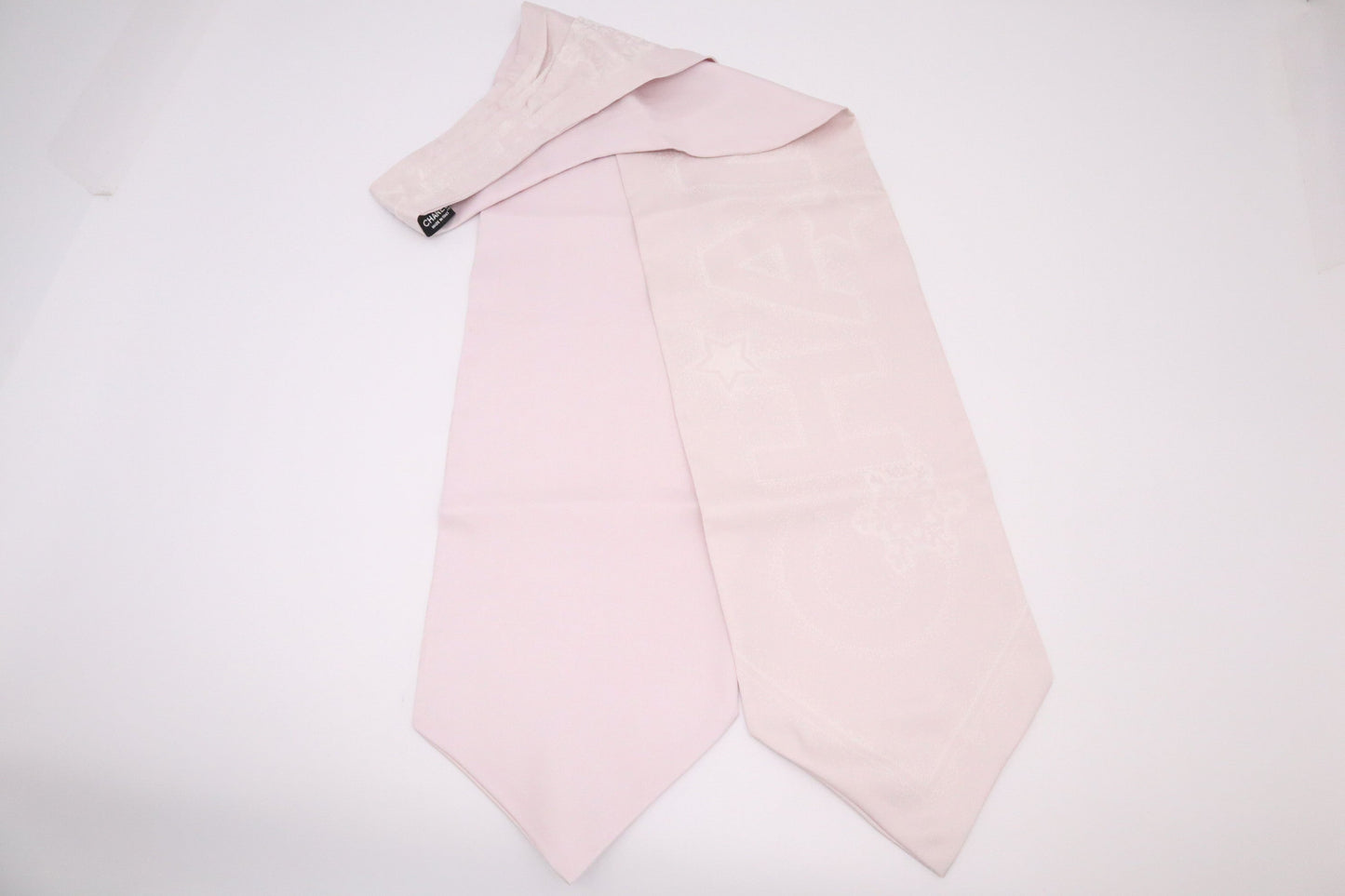 Chanel 'Snowflakes Stars' Scarf Tie Silk Pink