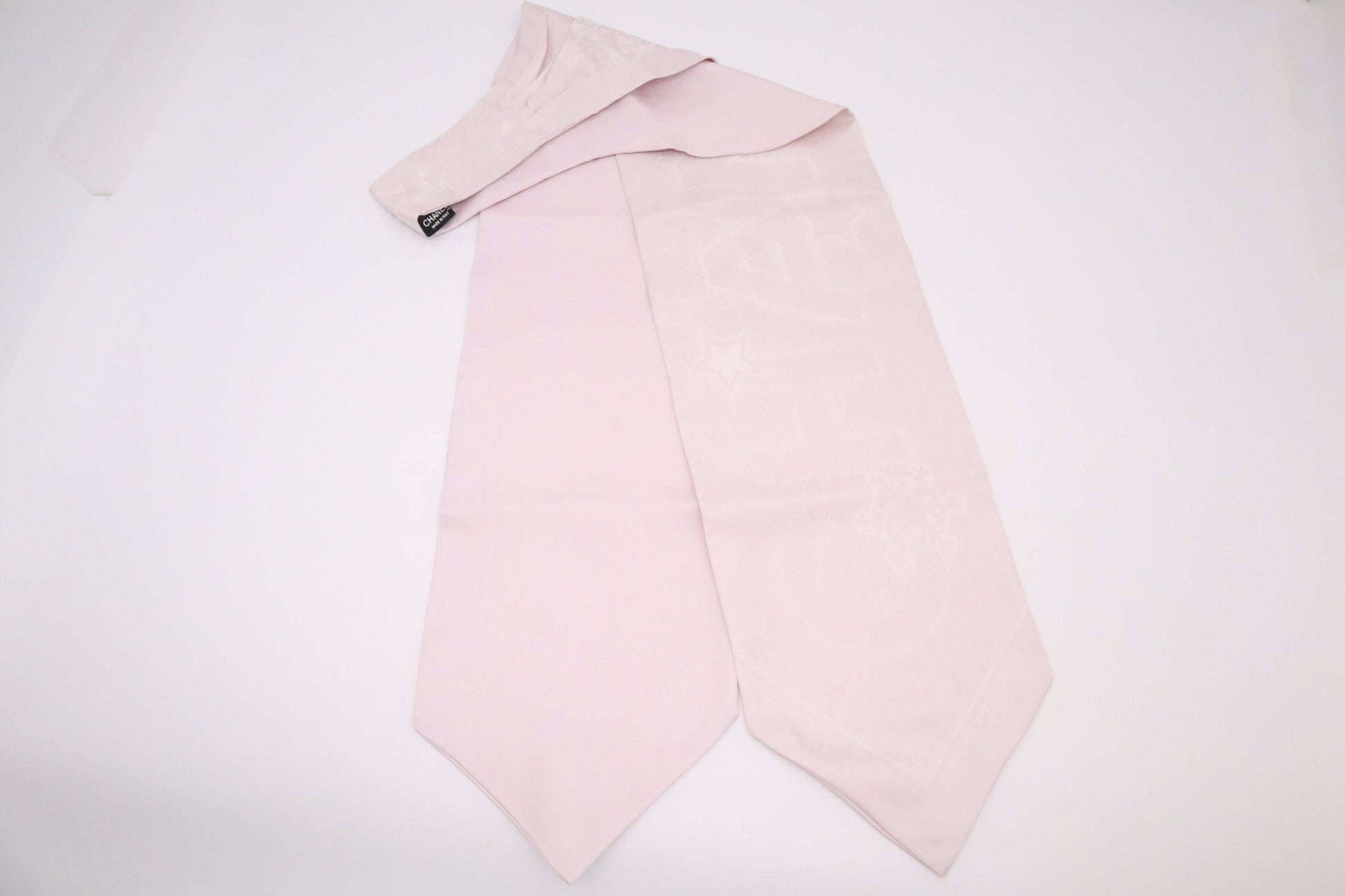 Chanel 'Snowflakes Stars' Scarf Tie Silk Pink