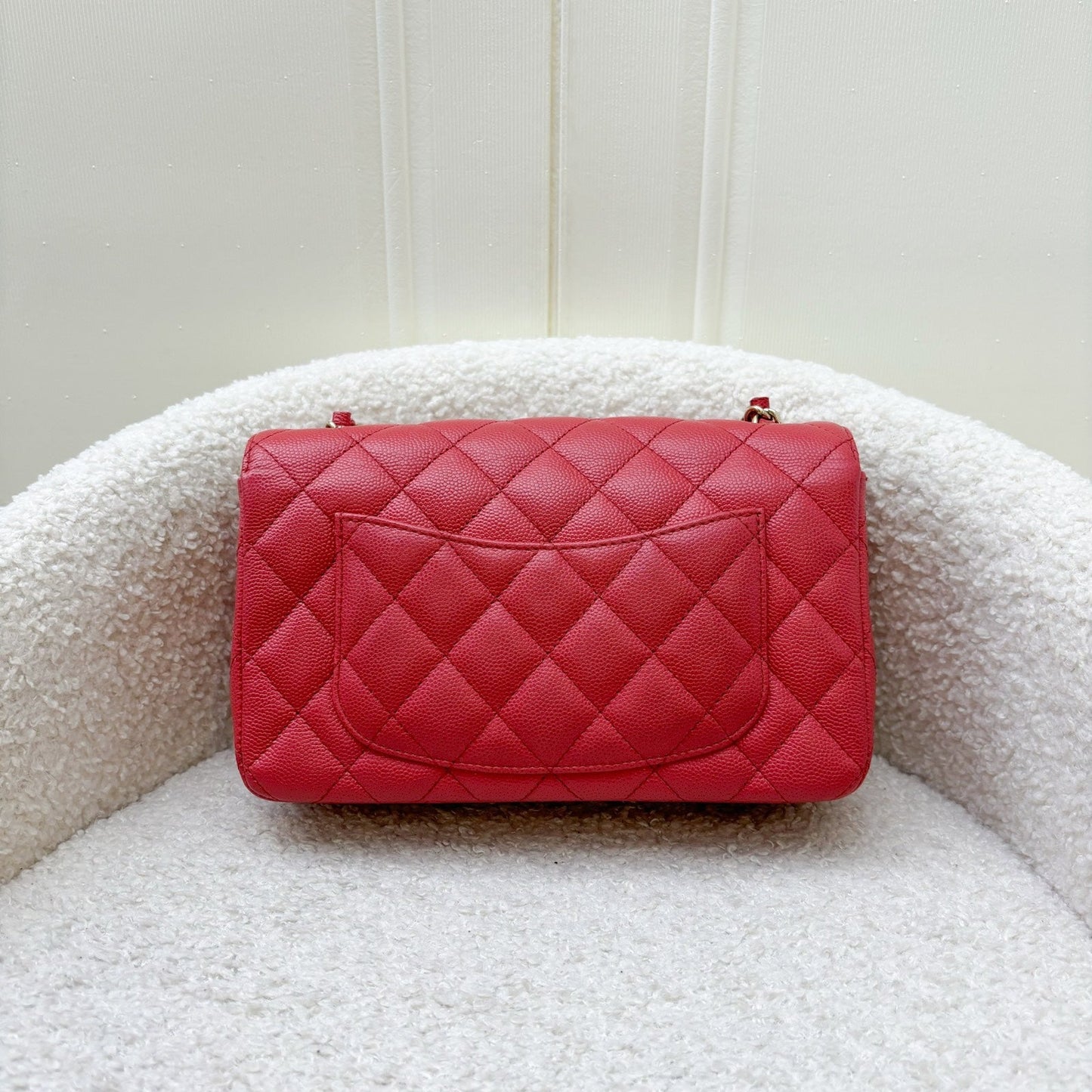 Chanel Classic Mini Rectangle Flap in 17C Dark Pink Caviar Lghw Handbag