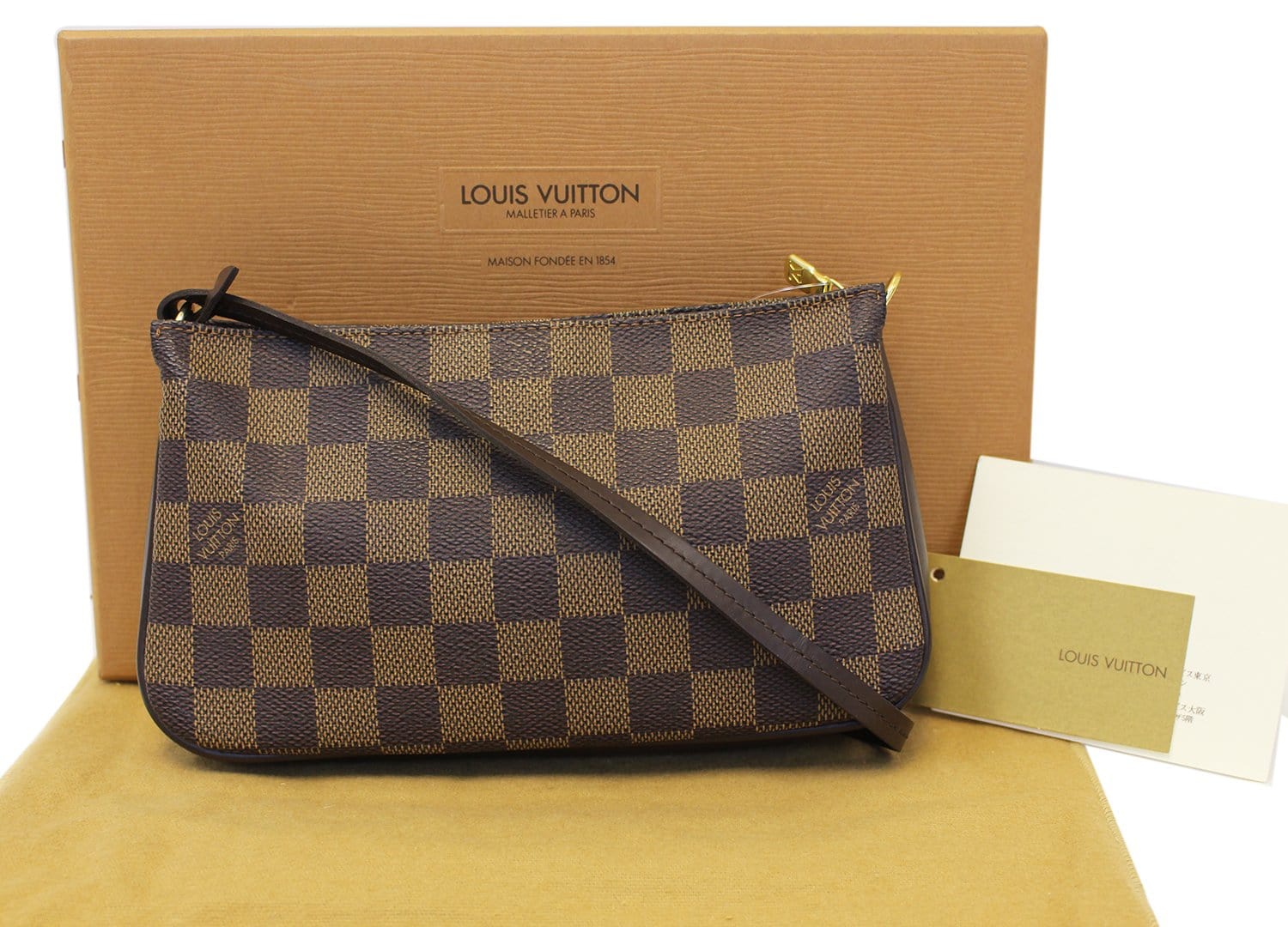 Louis Damier Ebene Navona Pouch Handbag Clutch Bag