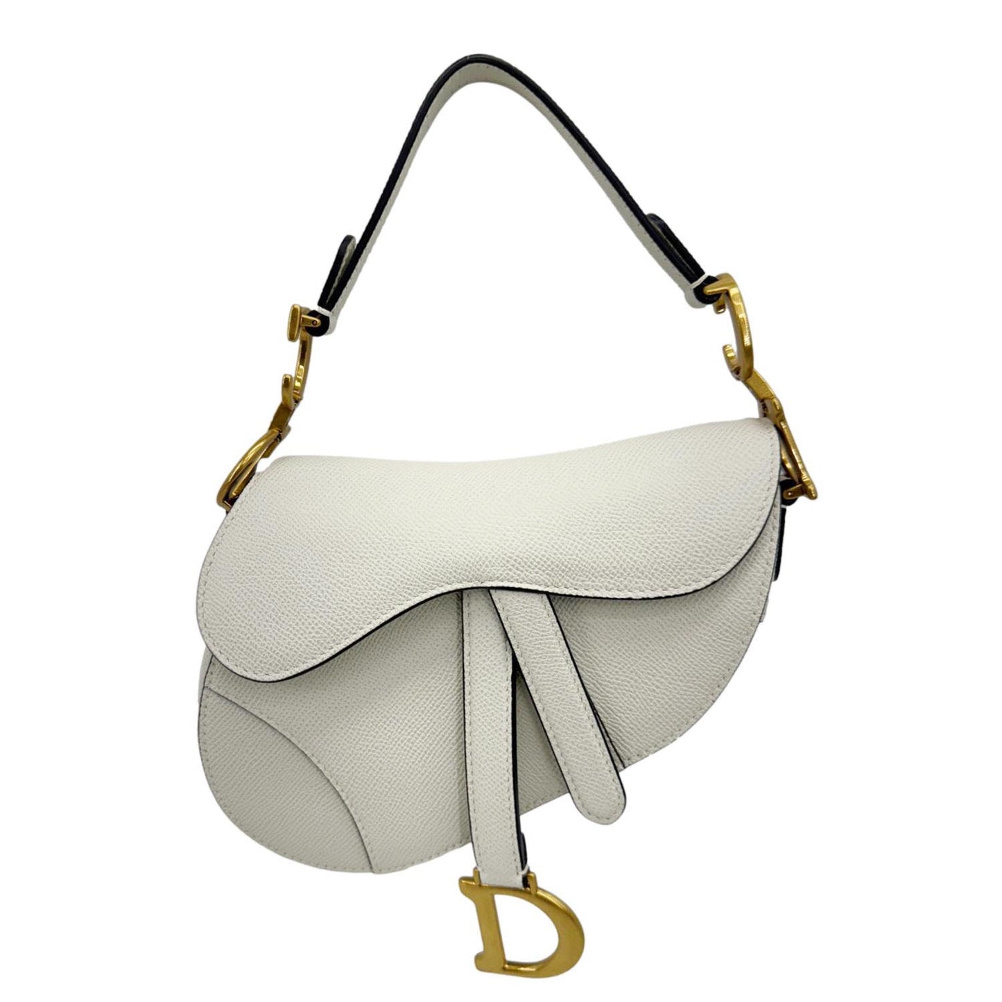 Dior Saddle Satchel Shoulder Bag Off Leather White