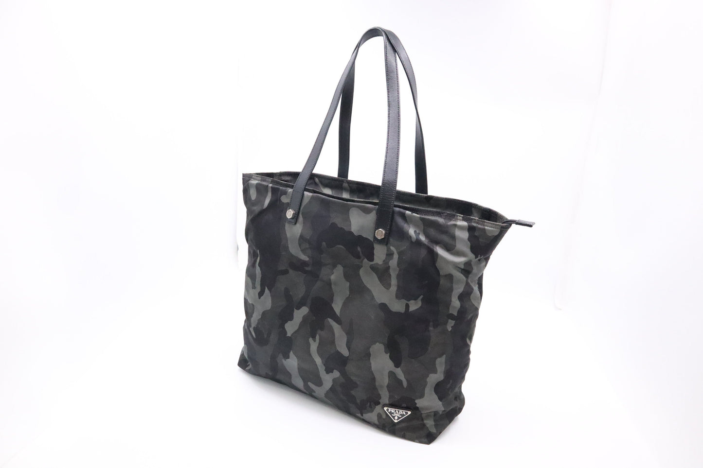 Prada Tote In Camouflage Handbag Nylon Green Tote Bag