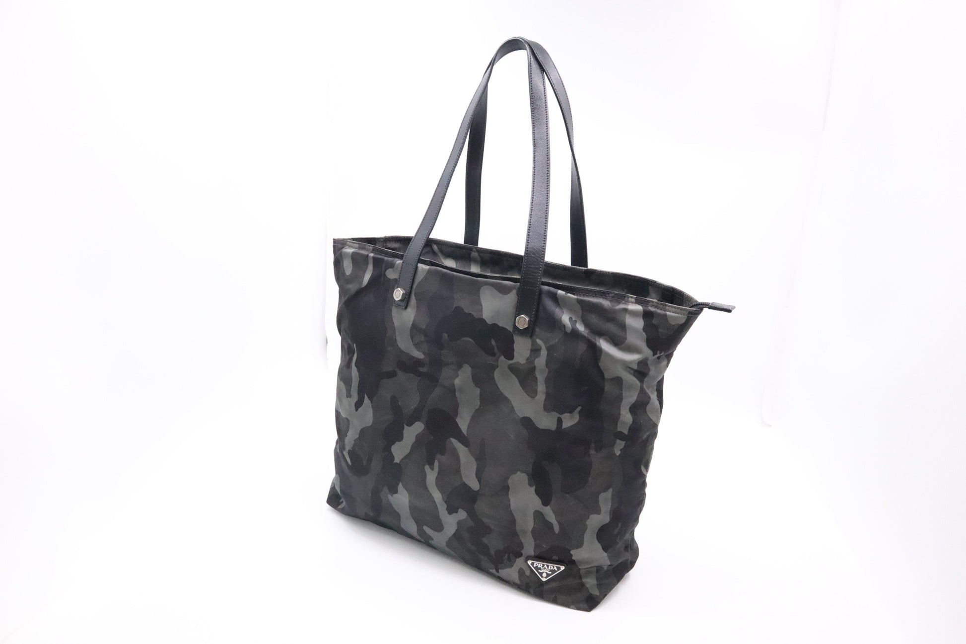 Prada Tote In Camouflage Handbag Nylon Green Tote Bag