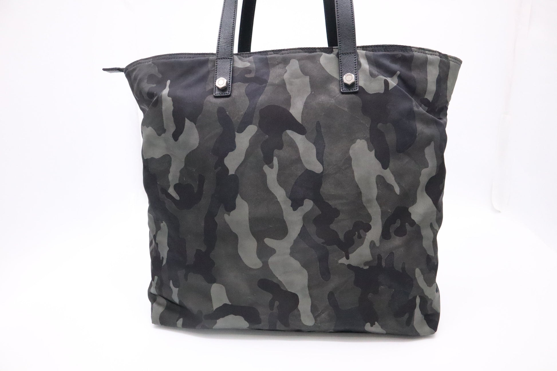 Prada Tote In Camouflage Handbag Nylon Green Tote Bag