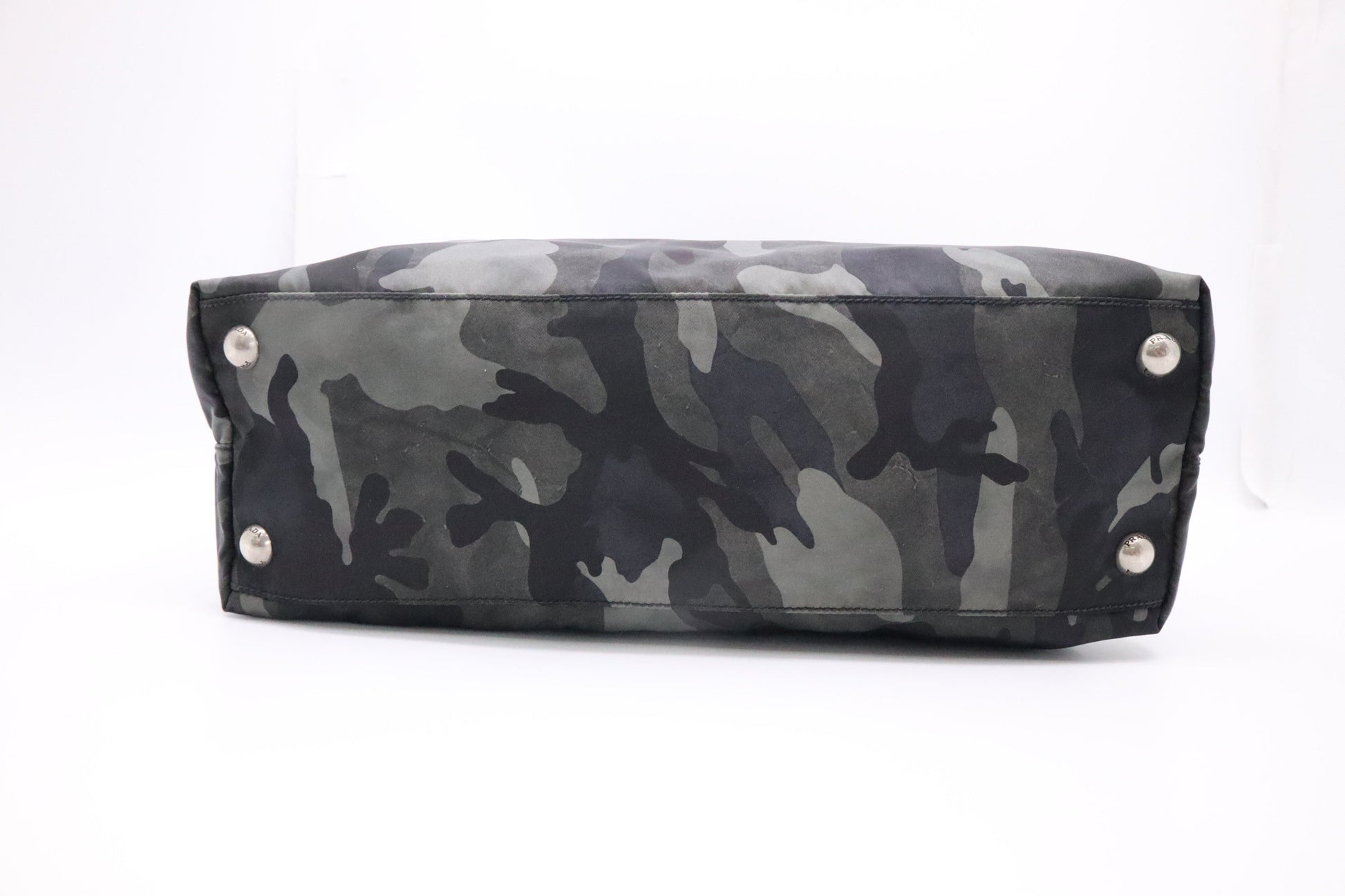 Prada Tote In Camouflage Handbag Nylon Green Tote Bag