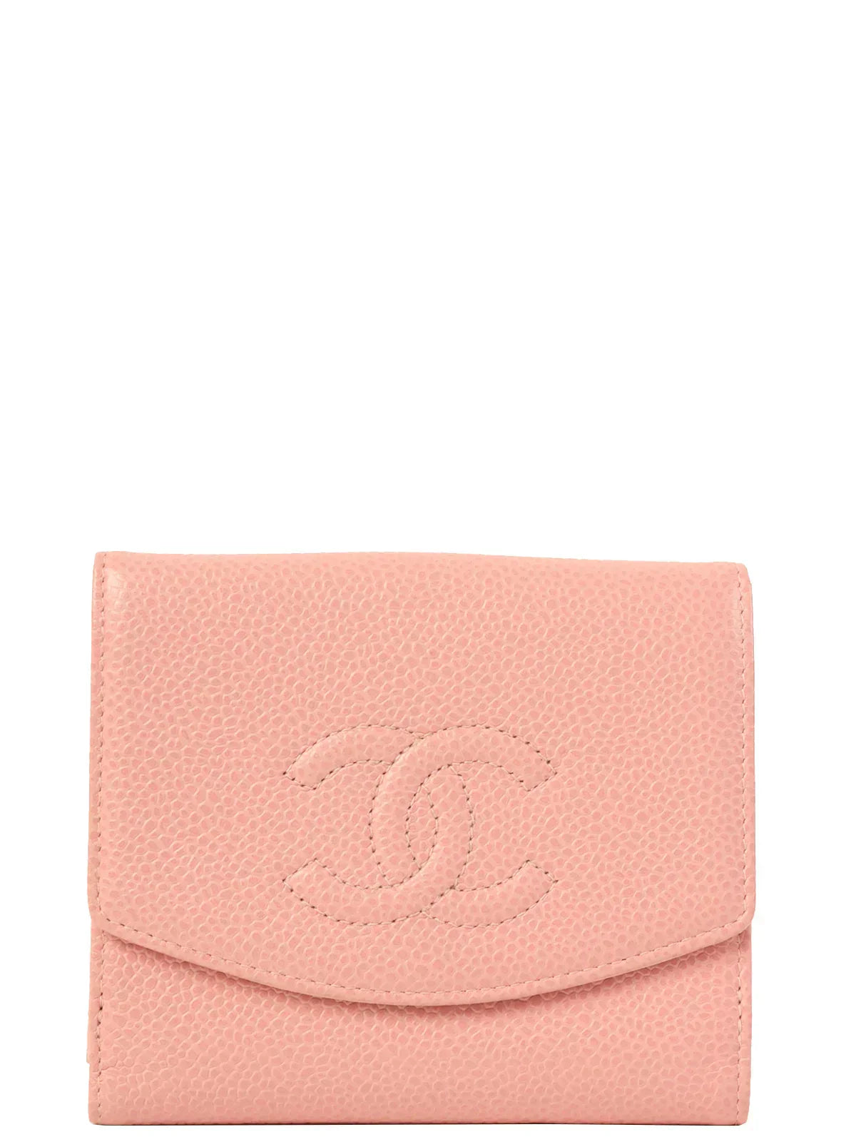 CHANEL Around 2004 Made Caviar Skin Cc Mark Stitch Wallet Pink