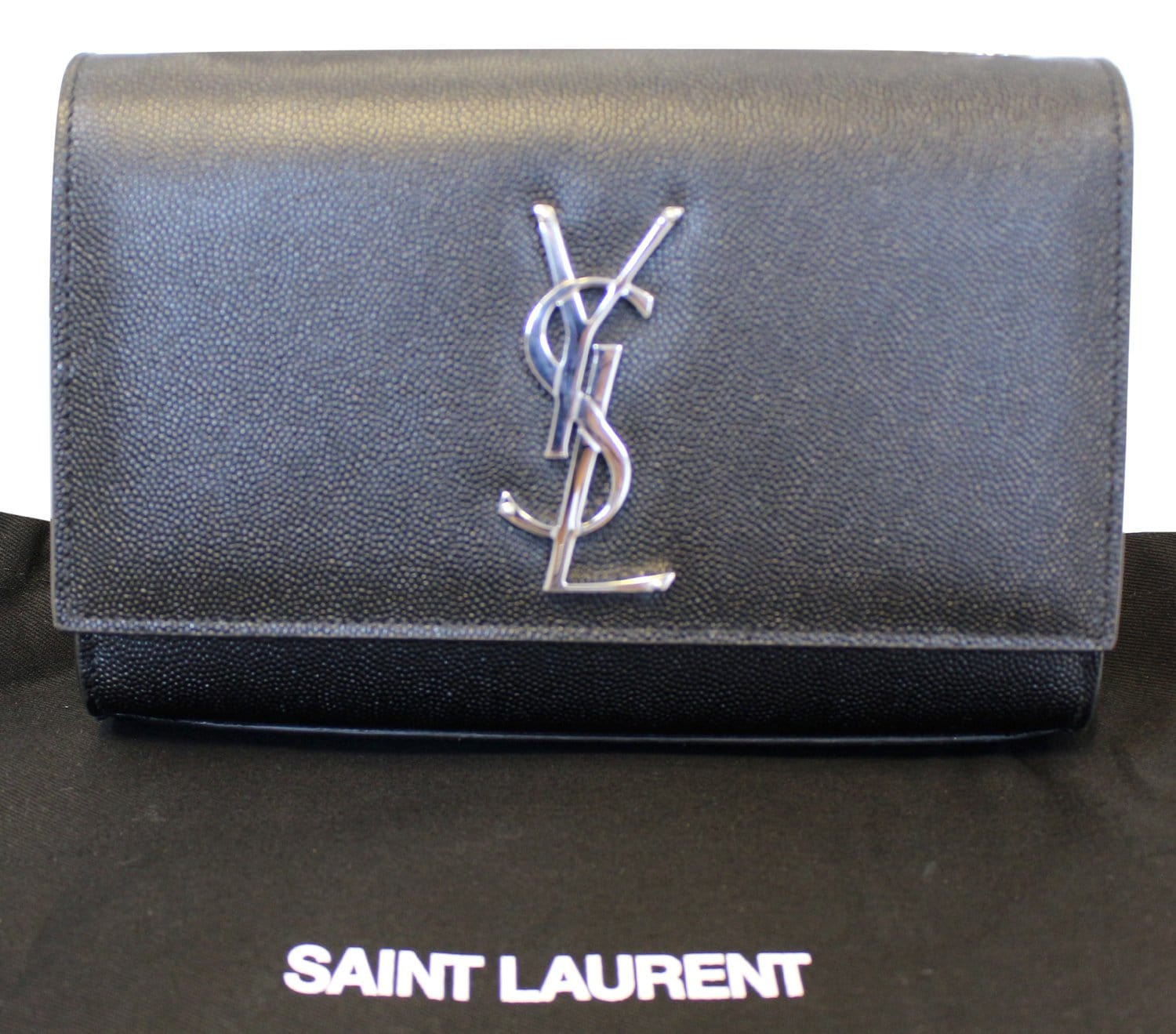 YSL Saint Laurent Saint Kate Chian Clutch Crossbody Bag Leather Black