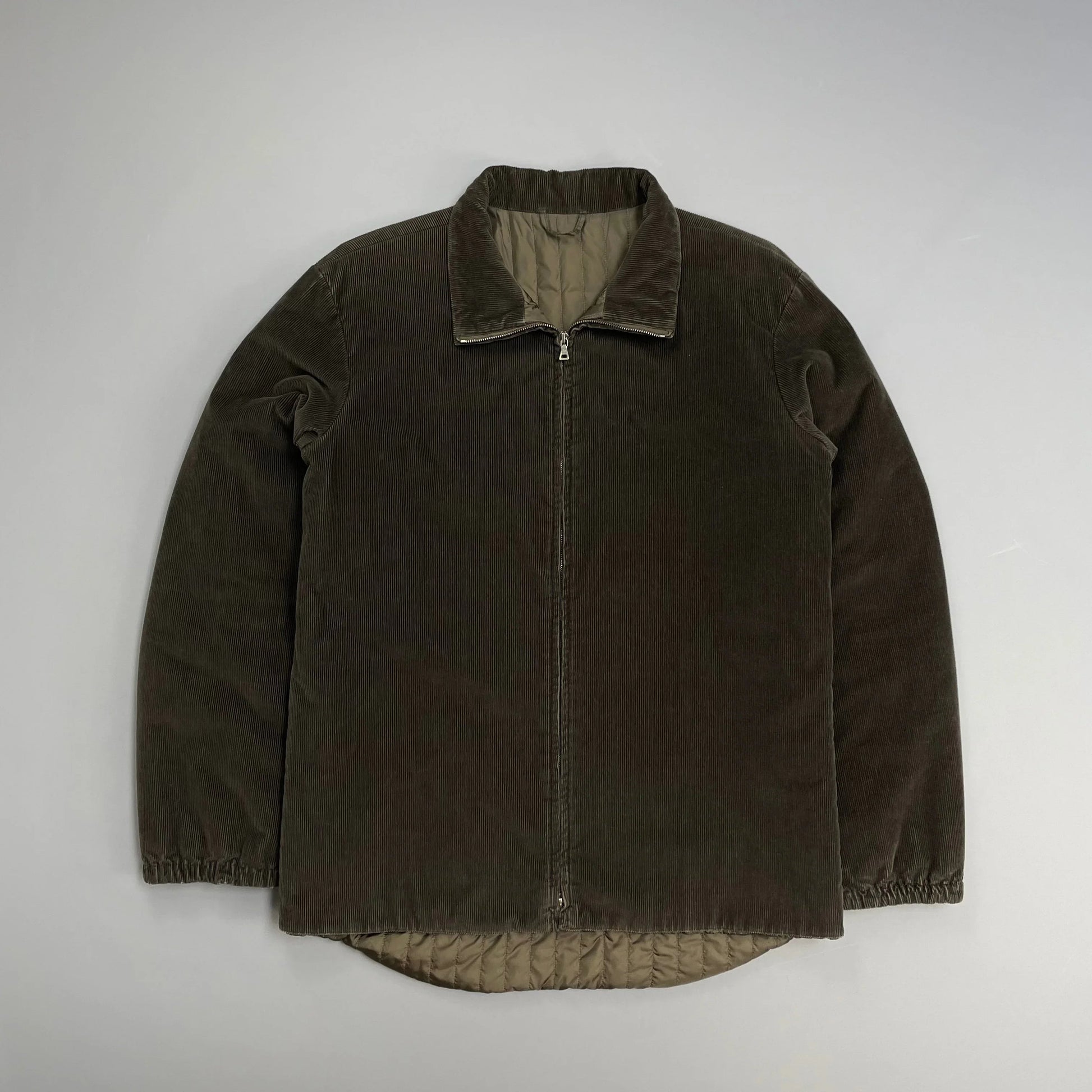 Prada Handbag Sport 00s Padded Quilt-Lined Corduroy Jacket Brown