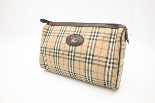 Burberry Clutch In Canvas Brown Clutch Bag