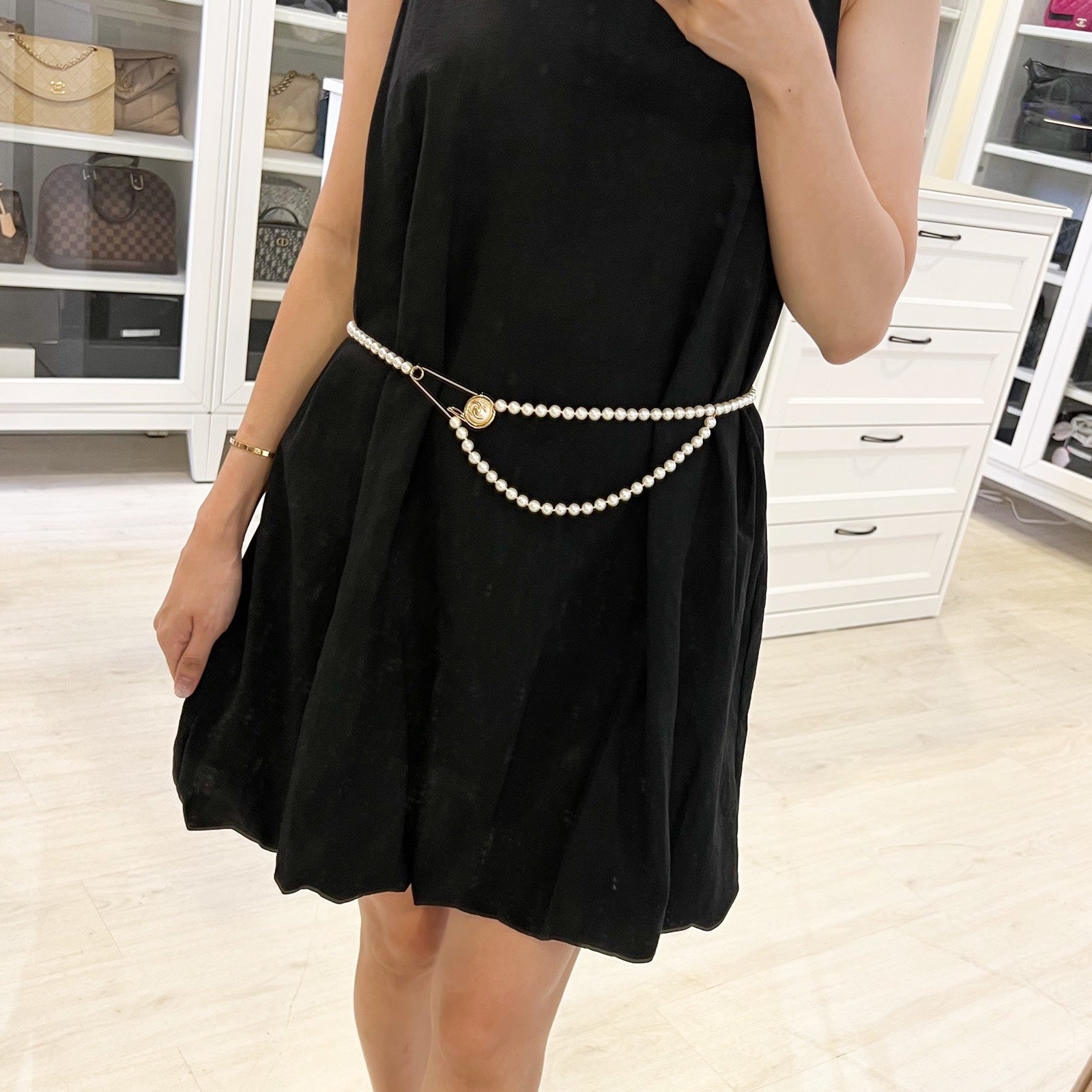 Chanel 24A Pin Design Chain Belt With Pearls In Ghw ( ) Bag