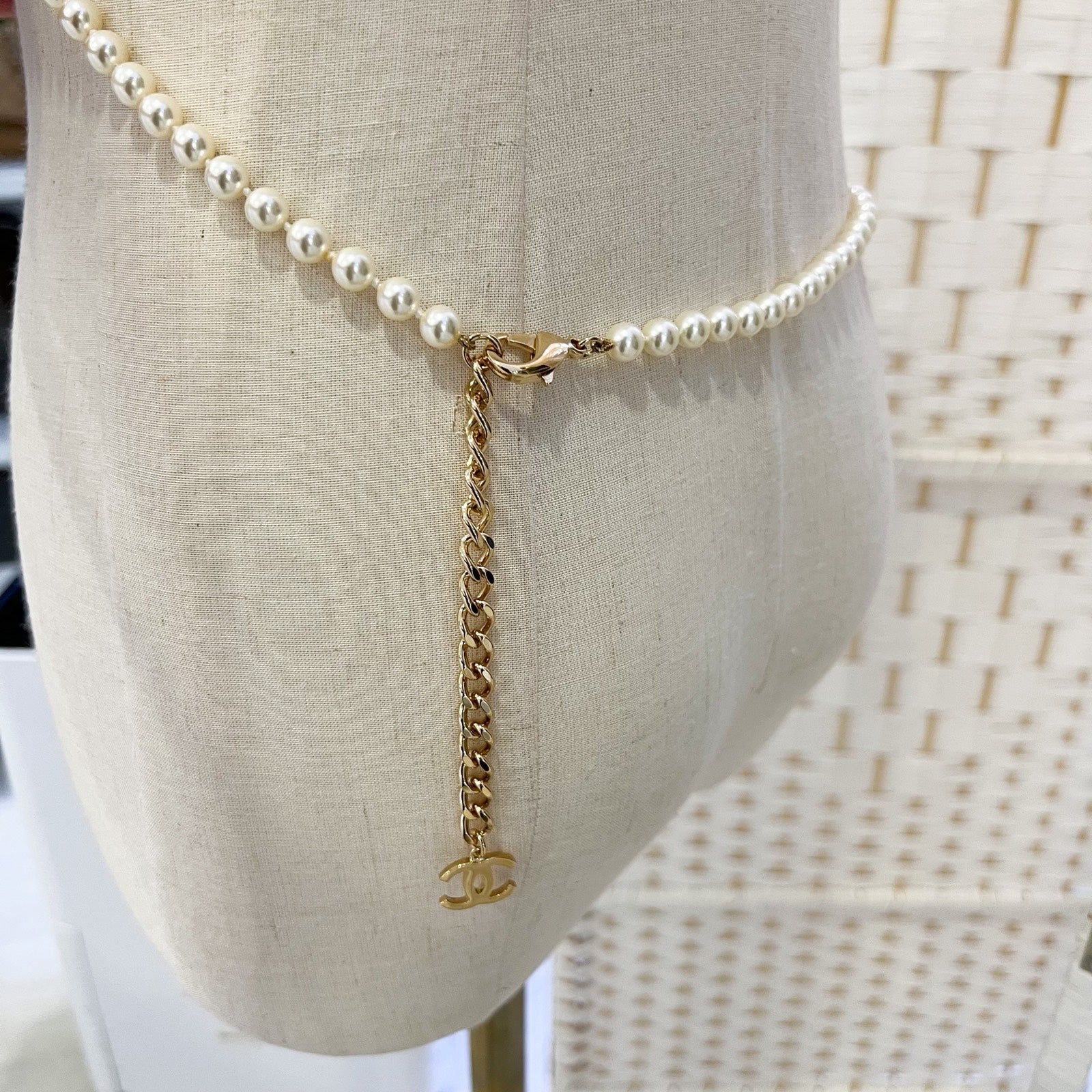 Chanel 24A Pin Design Chain Belt With Pearls In Ghw ( ) Bag