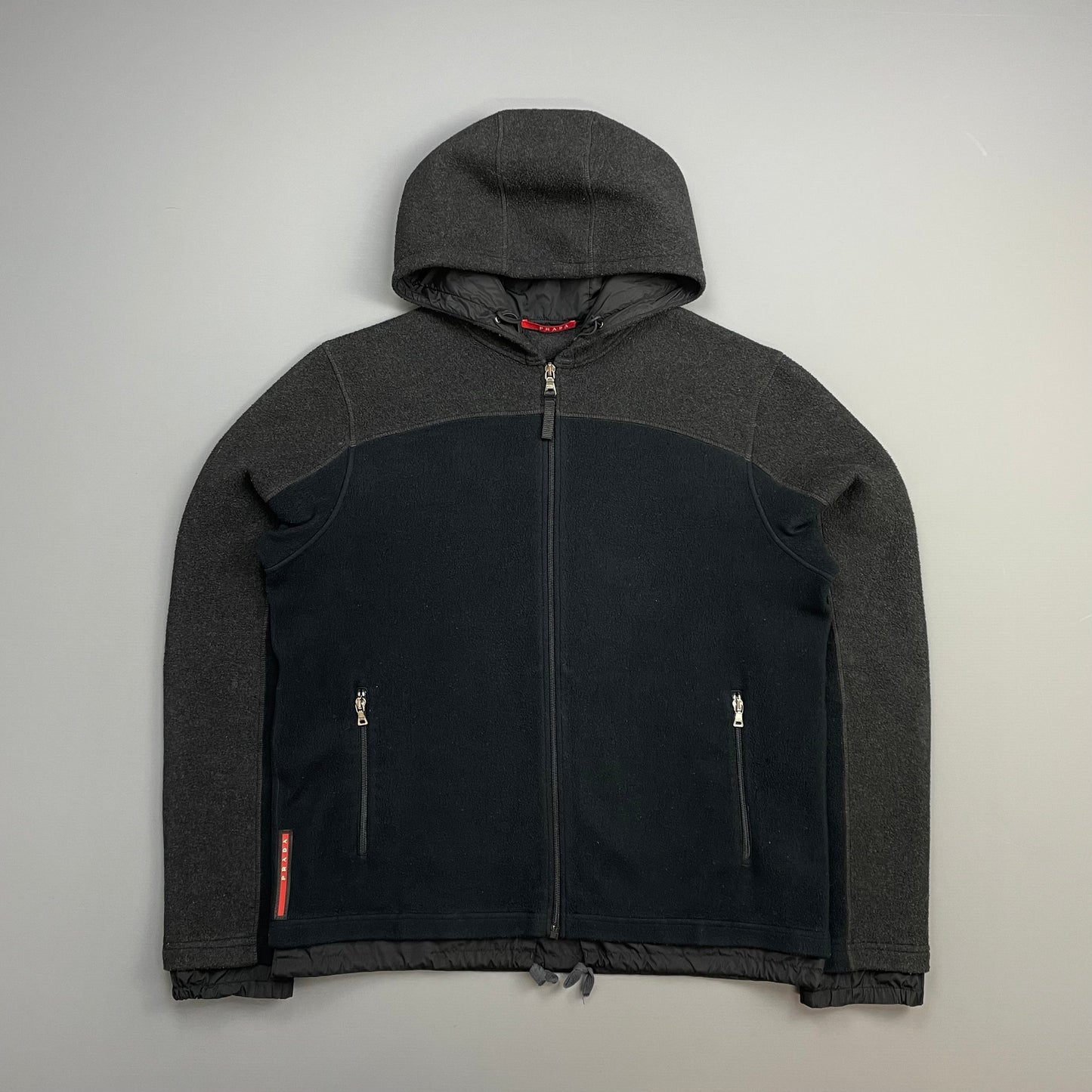 Prada Handbag Sport & Grey 00s & Fleece Hooded Nylon Black Gray