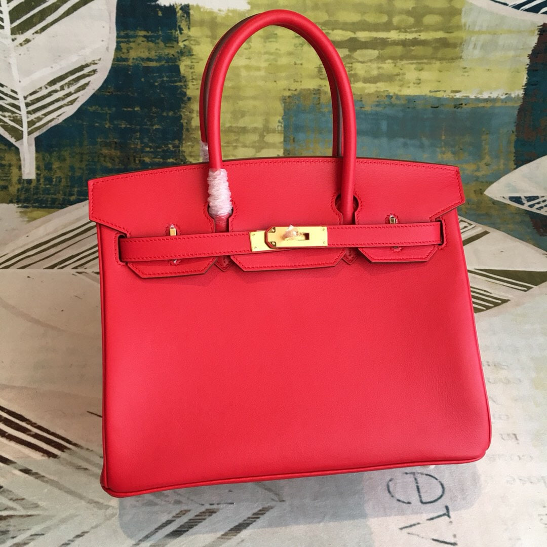 Top Quality Birkin For Women Toned Hardware Red Gold Travel Bag