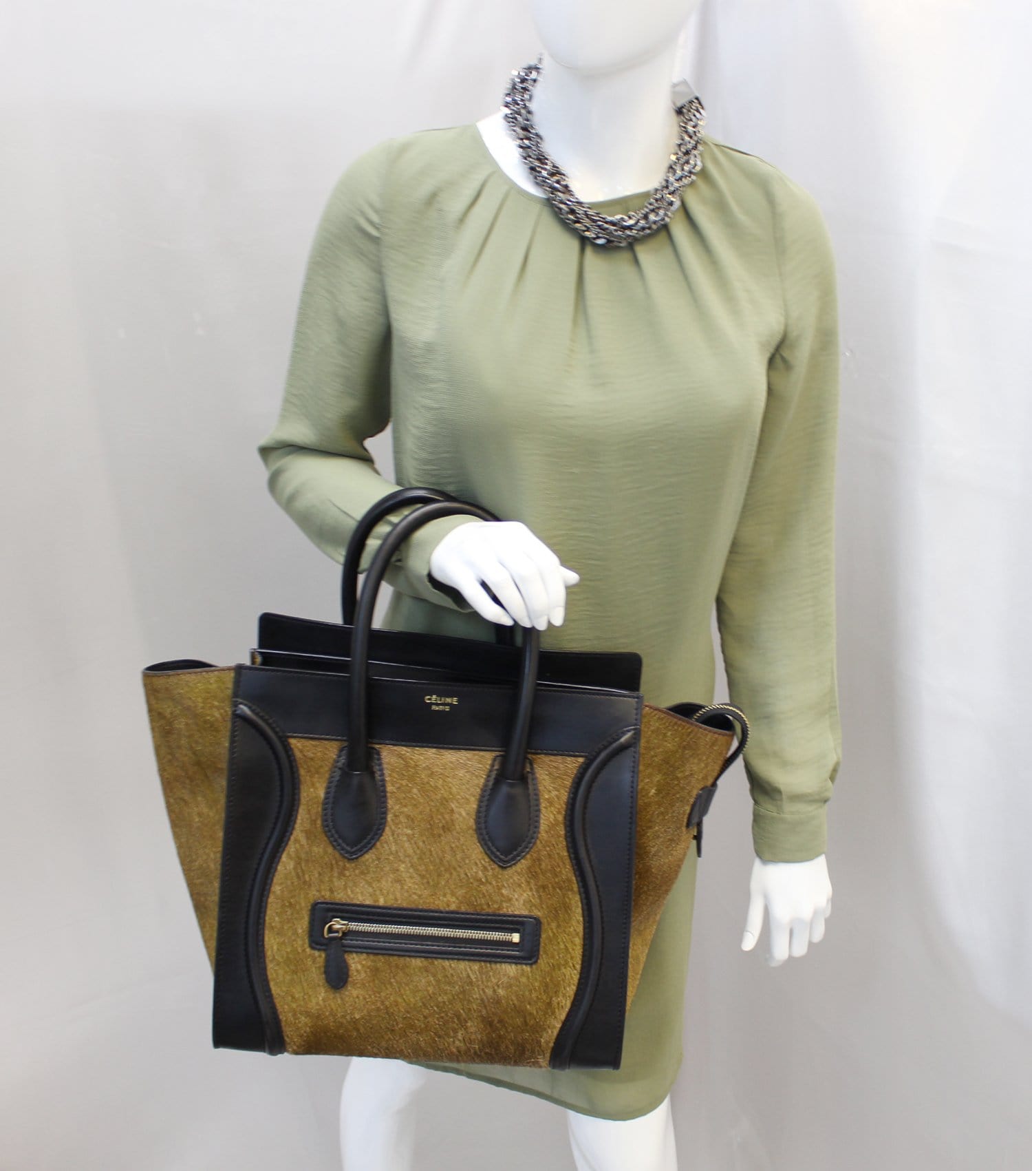 Calfskin Pony Hair Luggage Tote Bag Mini