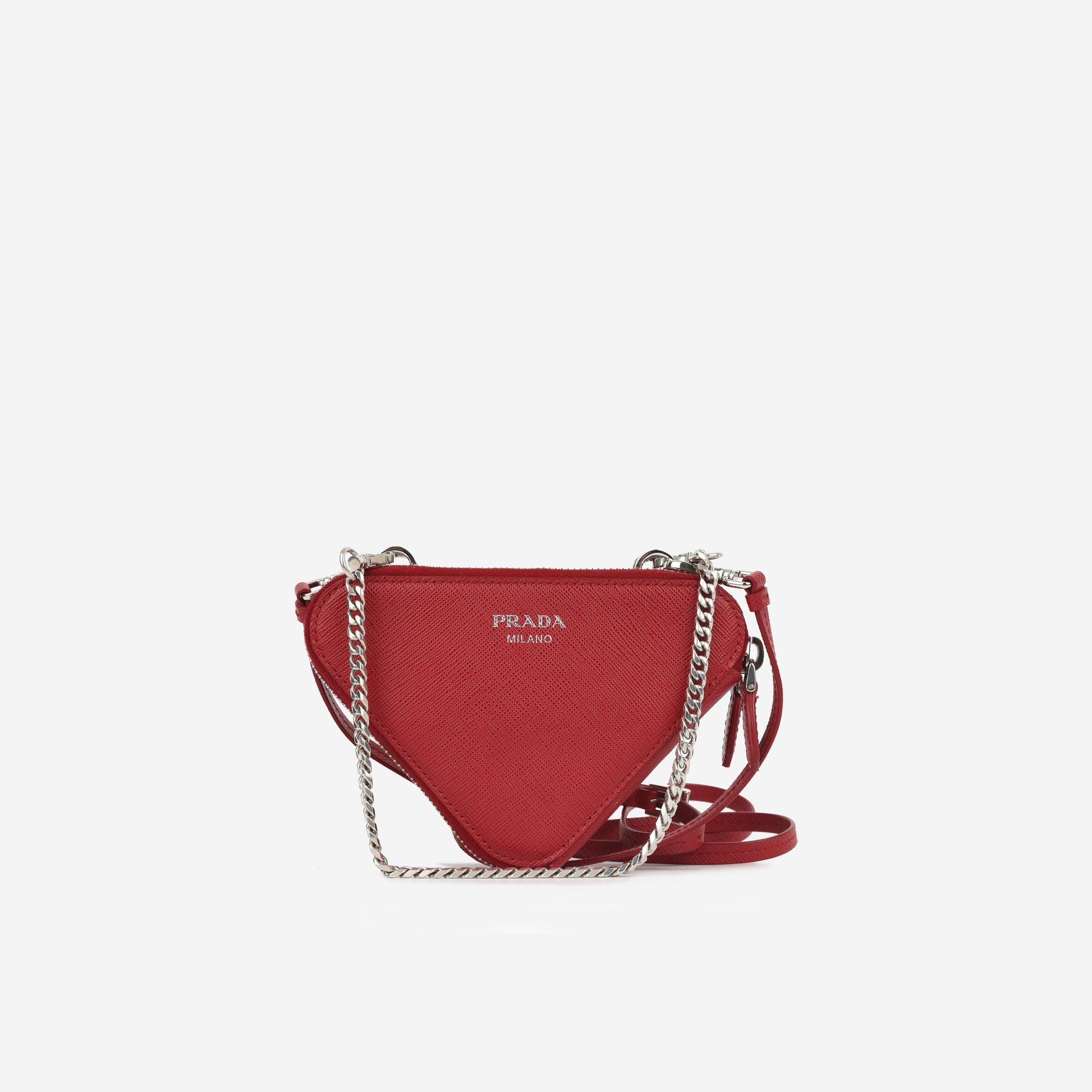 Prada Triangle Pouch Shoulder Bag Red Mini