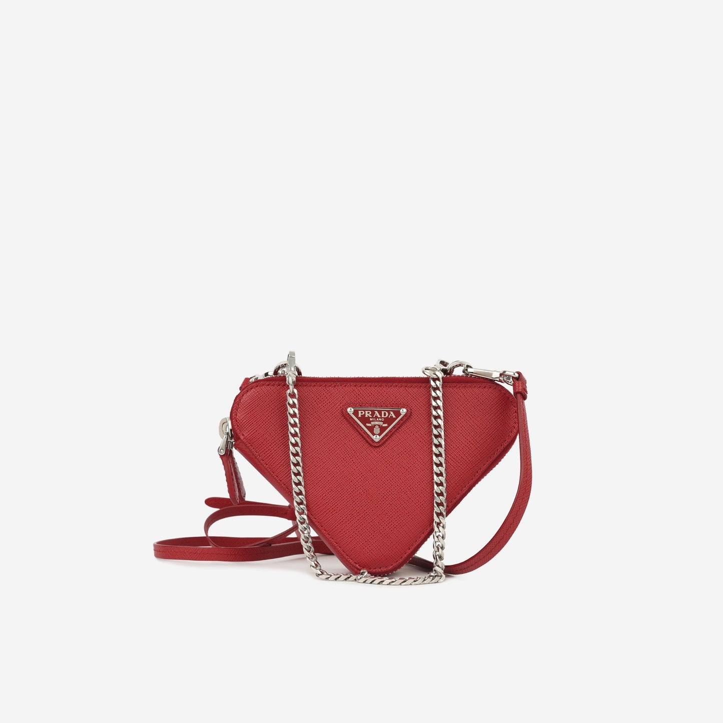 Prada Triangle Pouch Shoulder Bag Red Mini