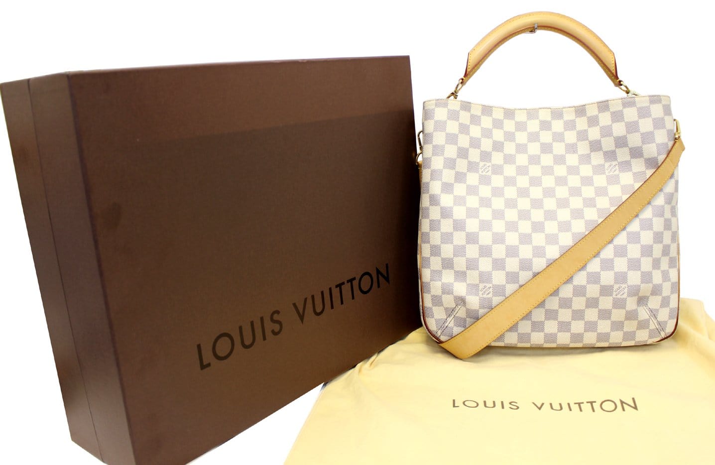 Louis Damier Azur Soffi Shoulder Handbag Canvas White Shoulder Bag