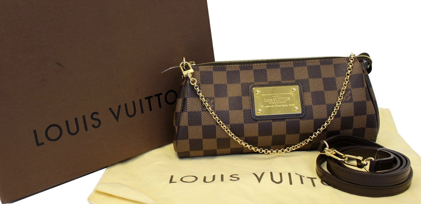 Louis Damier Ebene Pochette Eva Clutch Shoulder Crossbody Bag