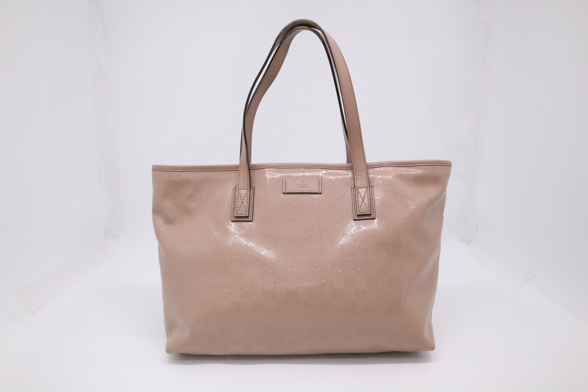Gucci Inprime Tote In Coated Canvas Pink Tote Bag
