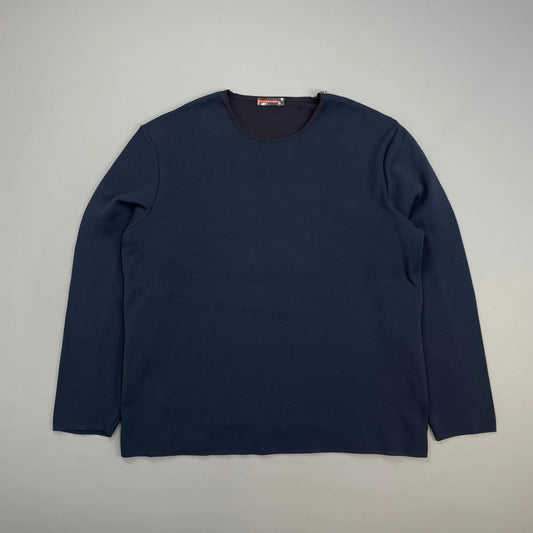 Prada Shoulder Bag Sport Shoulder Panel Crewneck Jumper Nylon Navy Zip