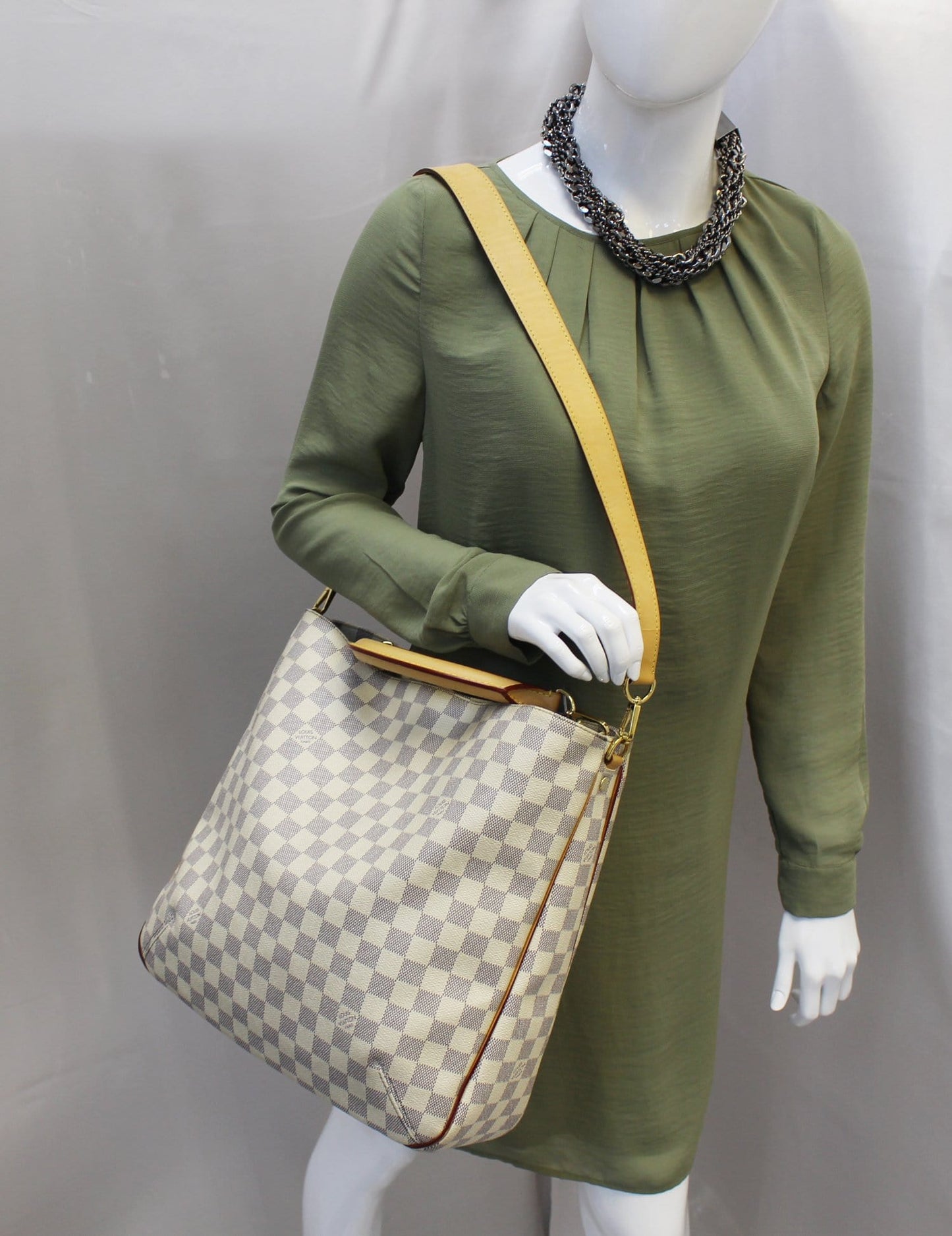 Louis Damier Azur Soffi Shoulder Handbag Canvas White Shoulder Bag