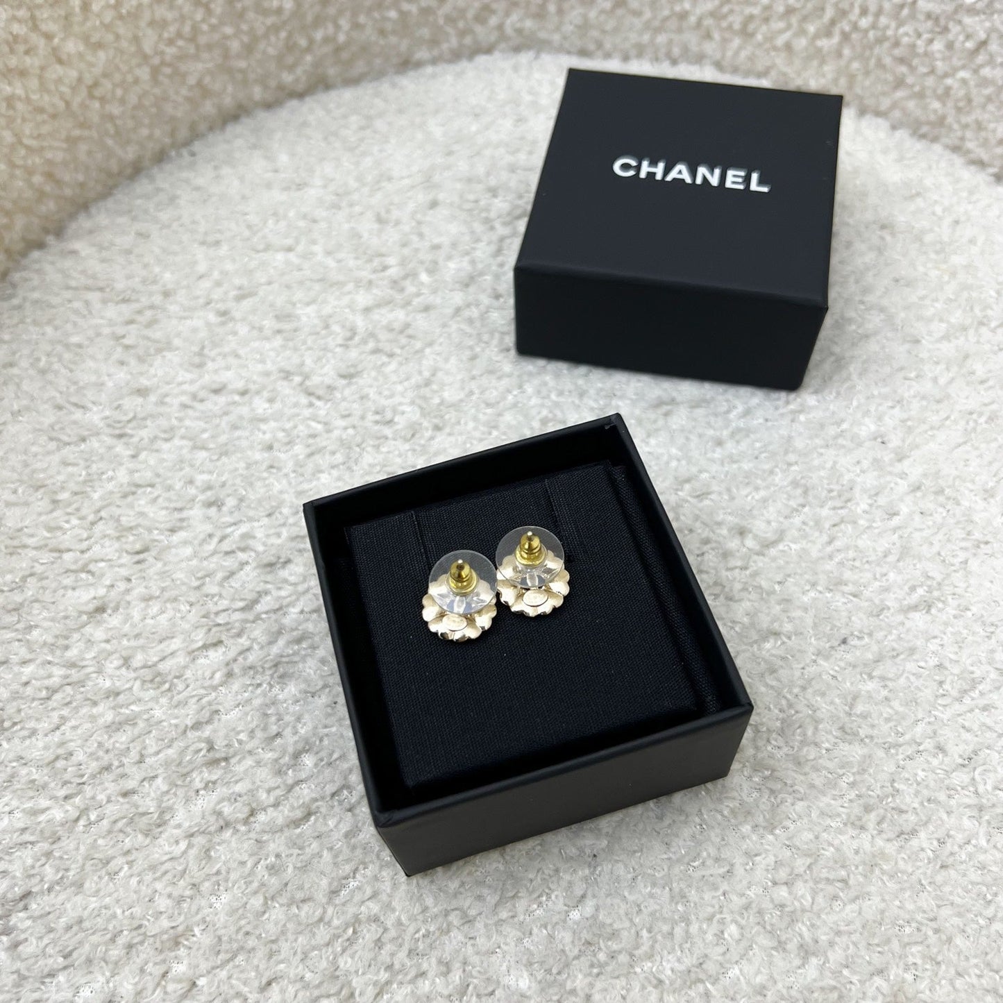 Chanel 25B Round Earrings with Crystals in LGHW