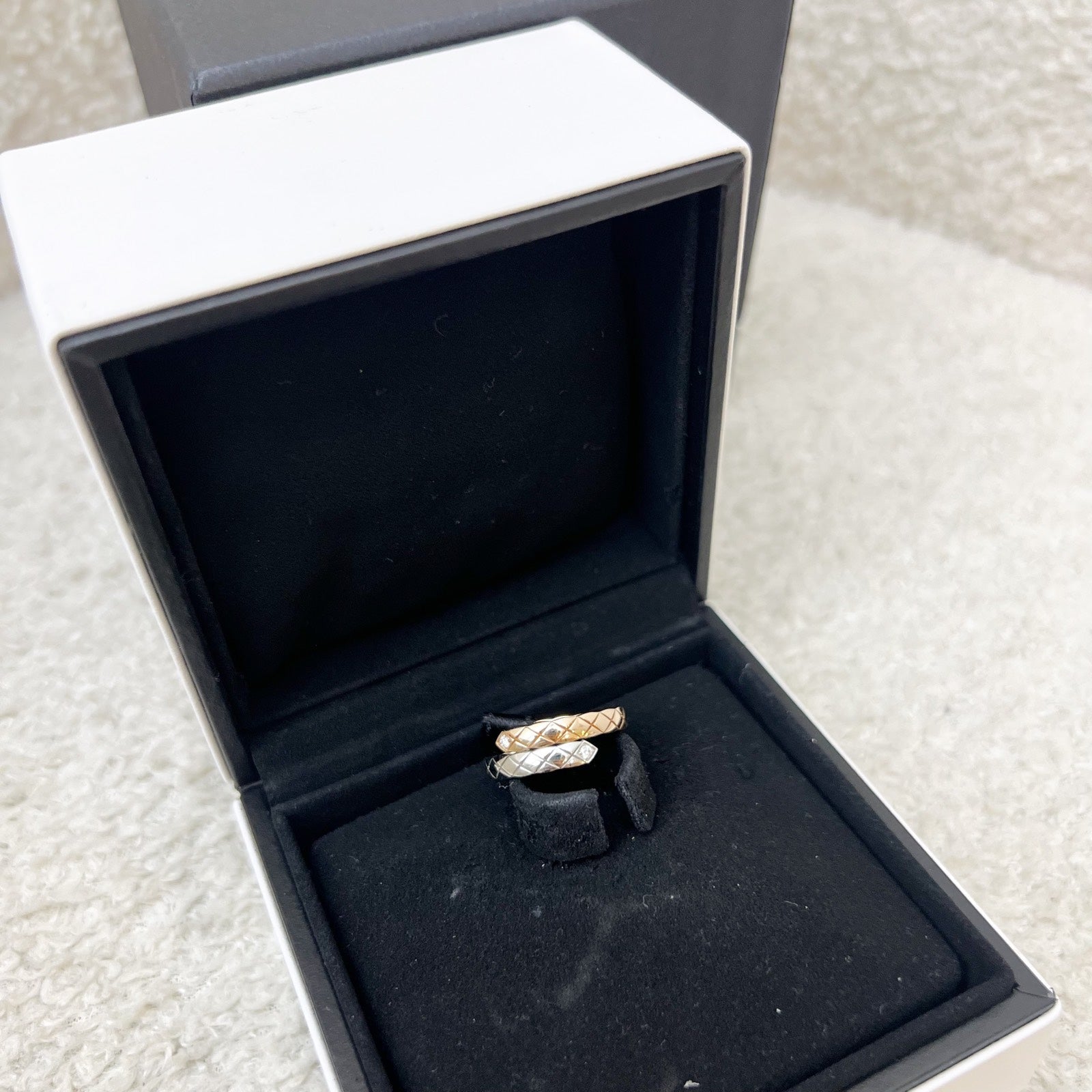 Chanel Coco Crush Toi Et Moi Ring Small Version with Diamonds in 18K White and Beige Gold Sz