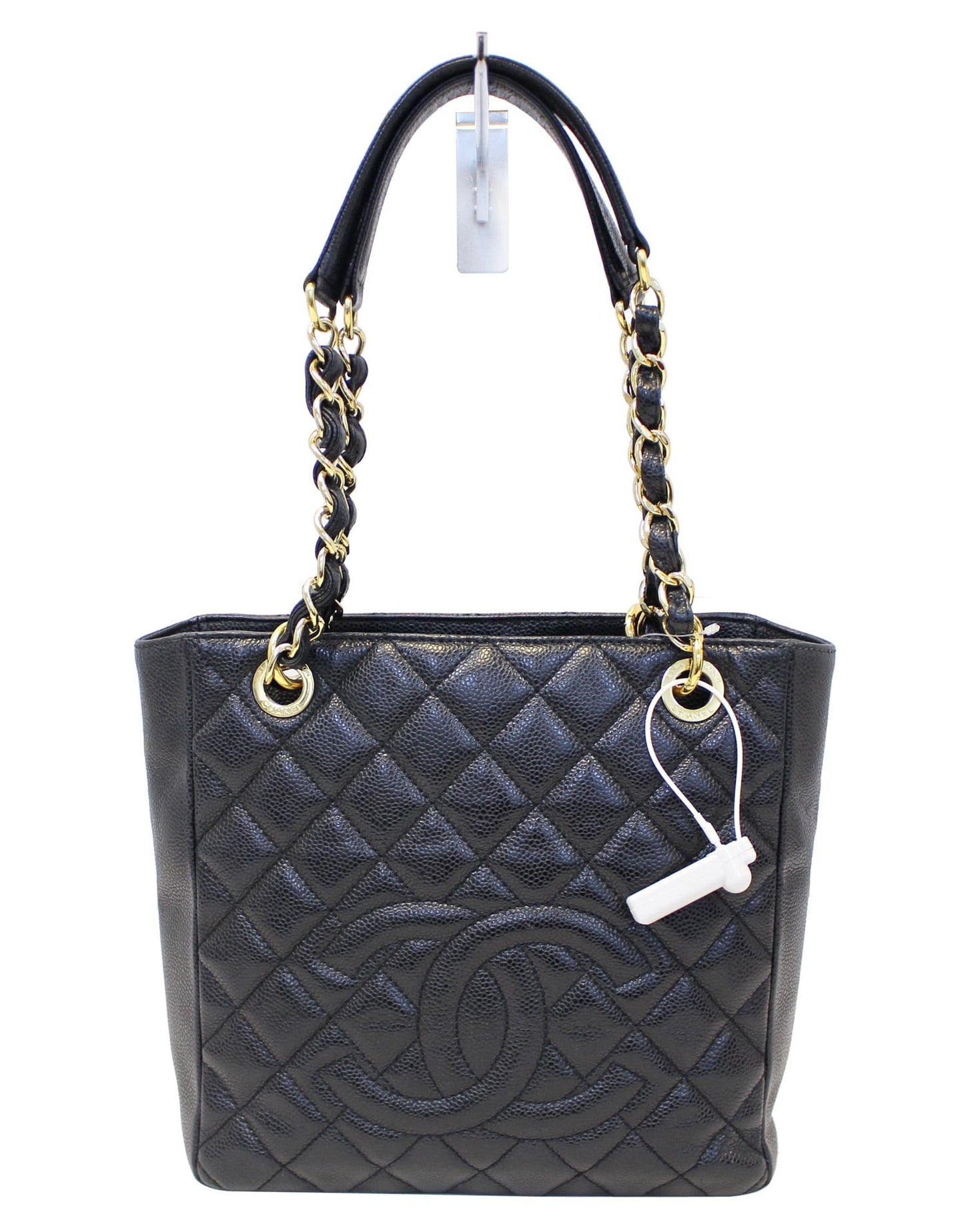 Chanel Caviar Petite Shopping Tote Bag Leather Black