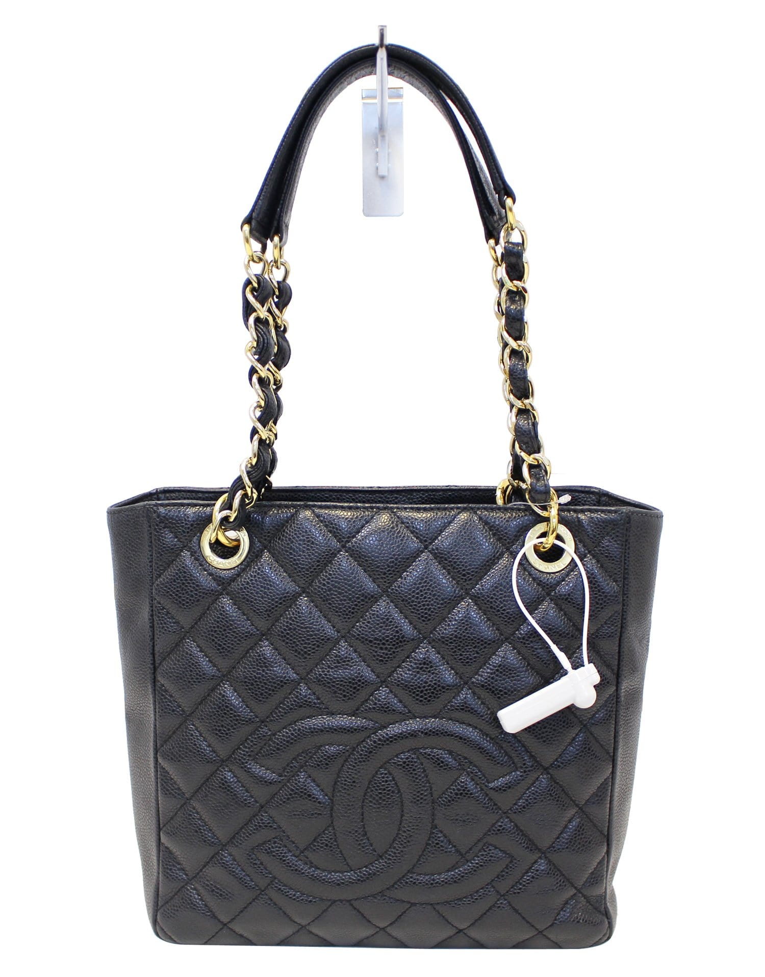 Chanel Caviar Petite Shopping Tote Bag Leather Black