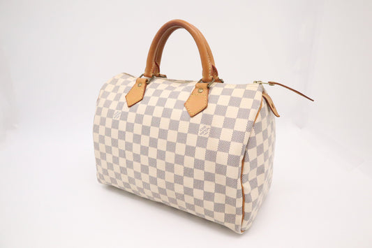 Louis Vuitton Speedy 30 Azur Canvas Damier Handbag Azur Canvas