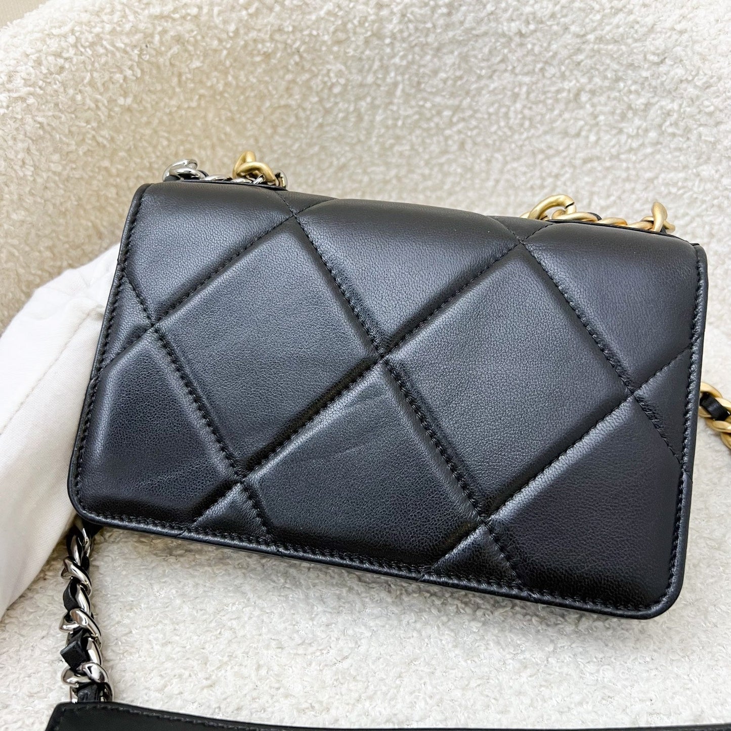 Chanel 19 Wallet on Chain WOC in Black Lambskin and 3 Tone Hw ( ) Handbag