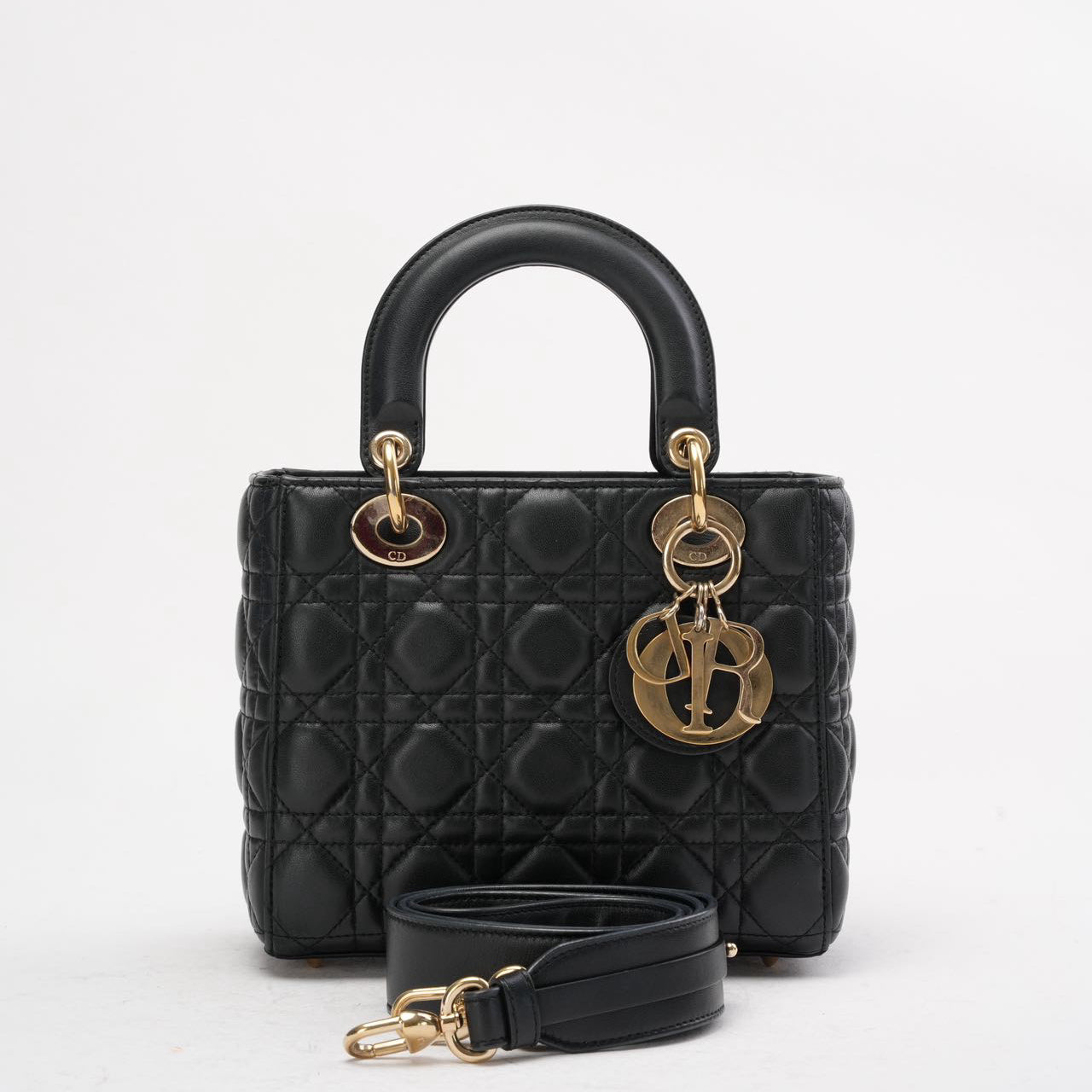 Dior Handbag Lady Bag Cannage Black Small