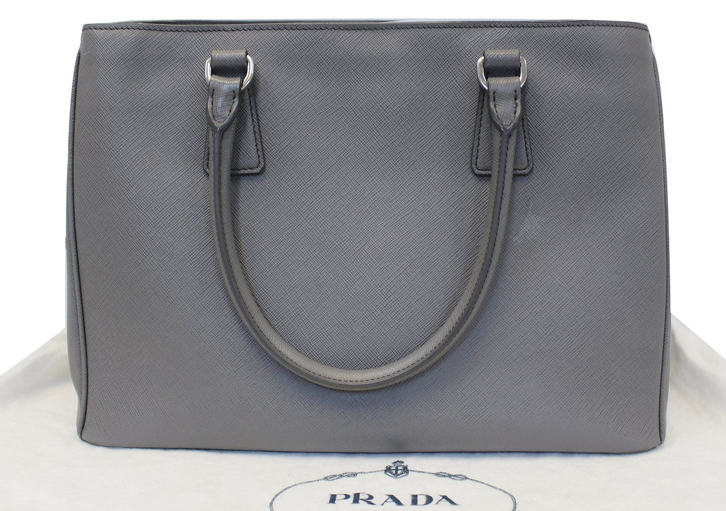 Prada Saffiano Executive Dark Grey Tote Shoulder Bag Bag Tt2543