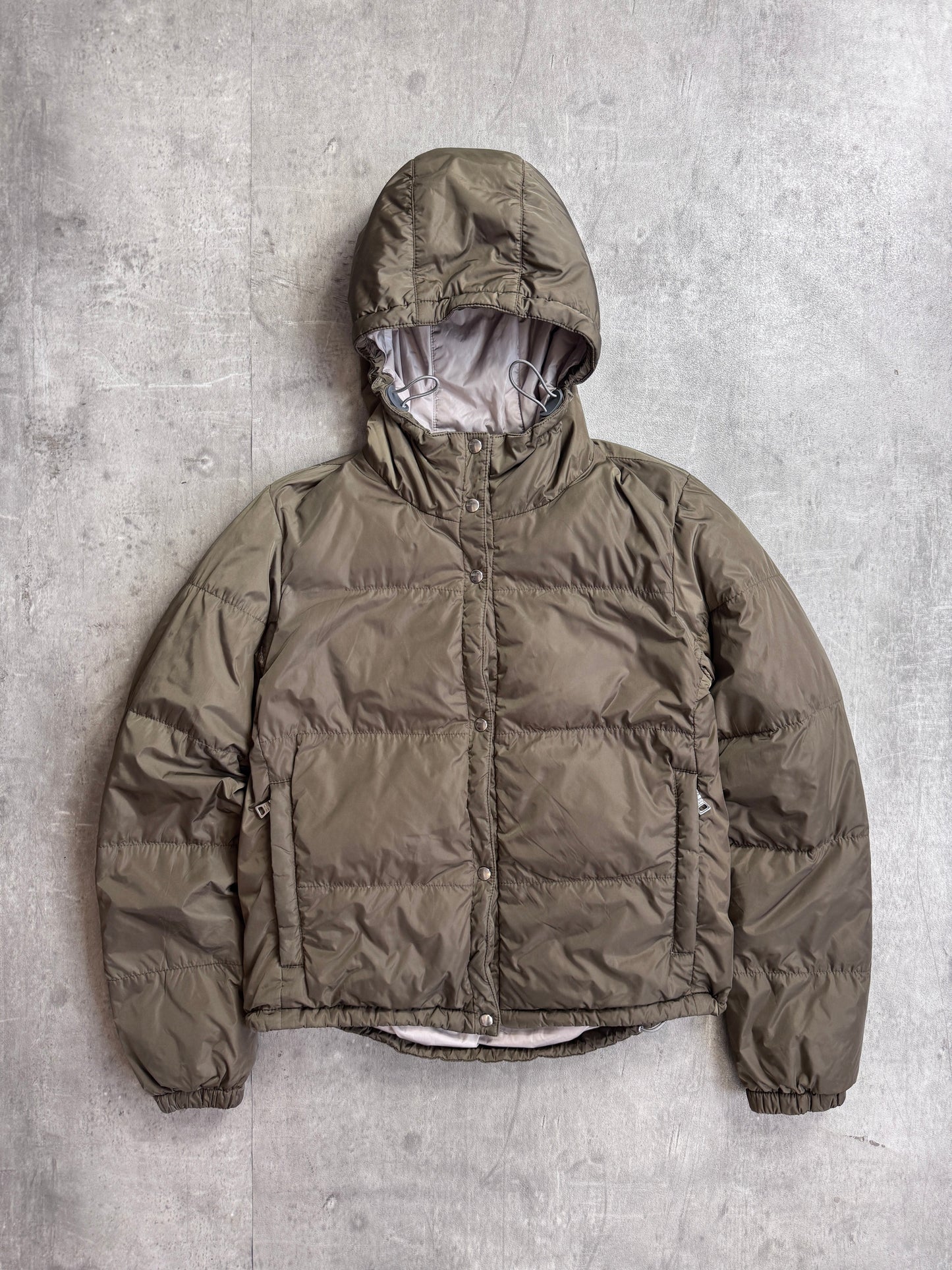 Prada Handbag Sport 'Ice Skater' Khaki Puffer Jacket Quilted Small