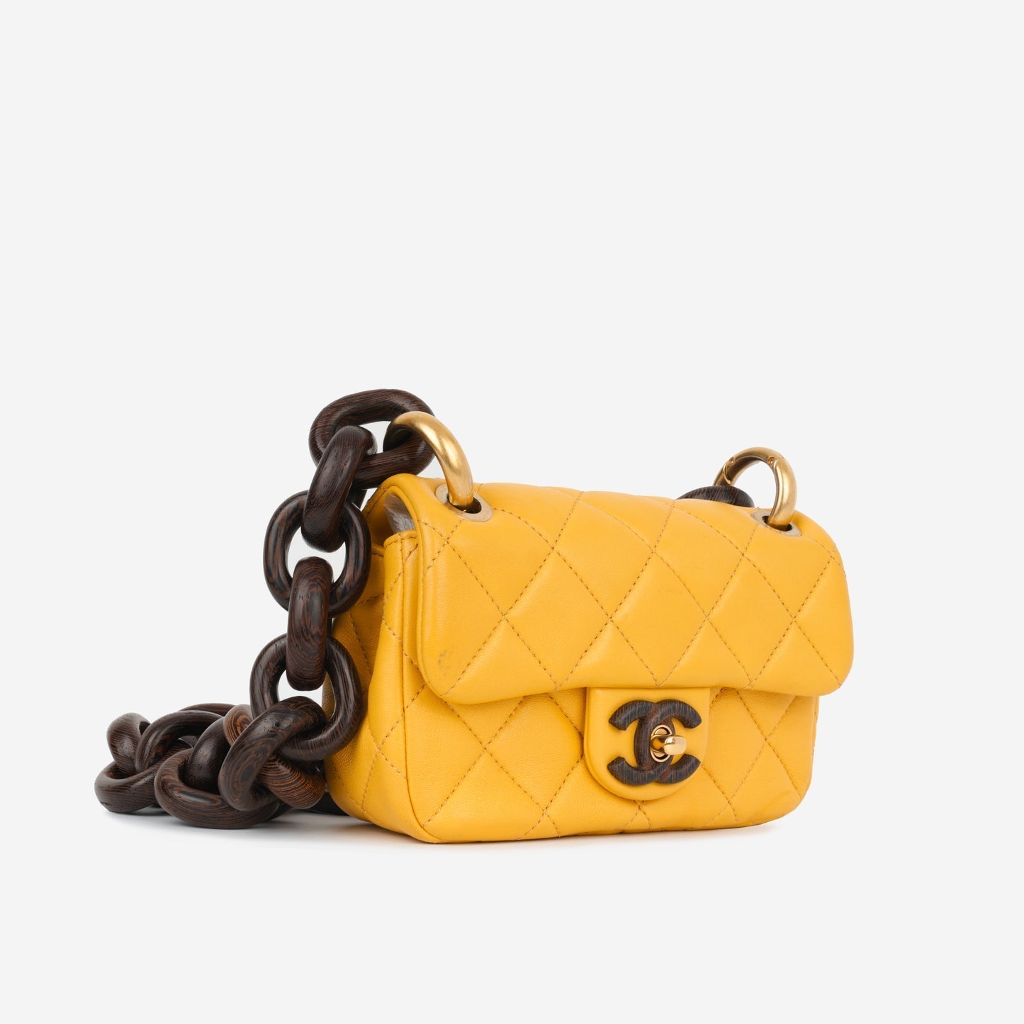 Chanel Chanel - Mini Square Wenge Wood - Yellow Lambskin AGHW -