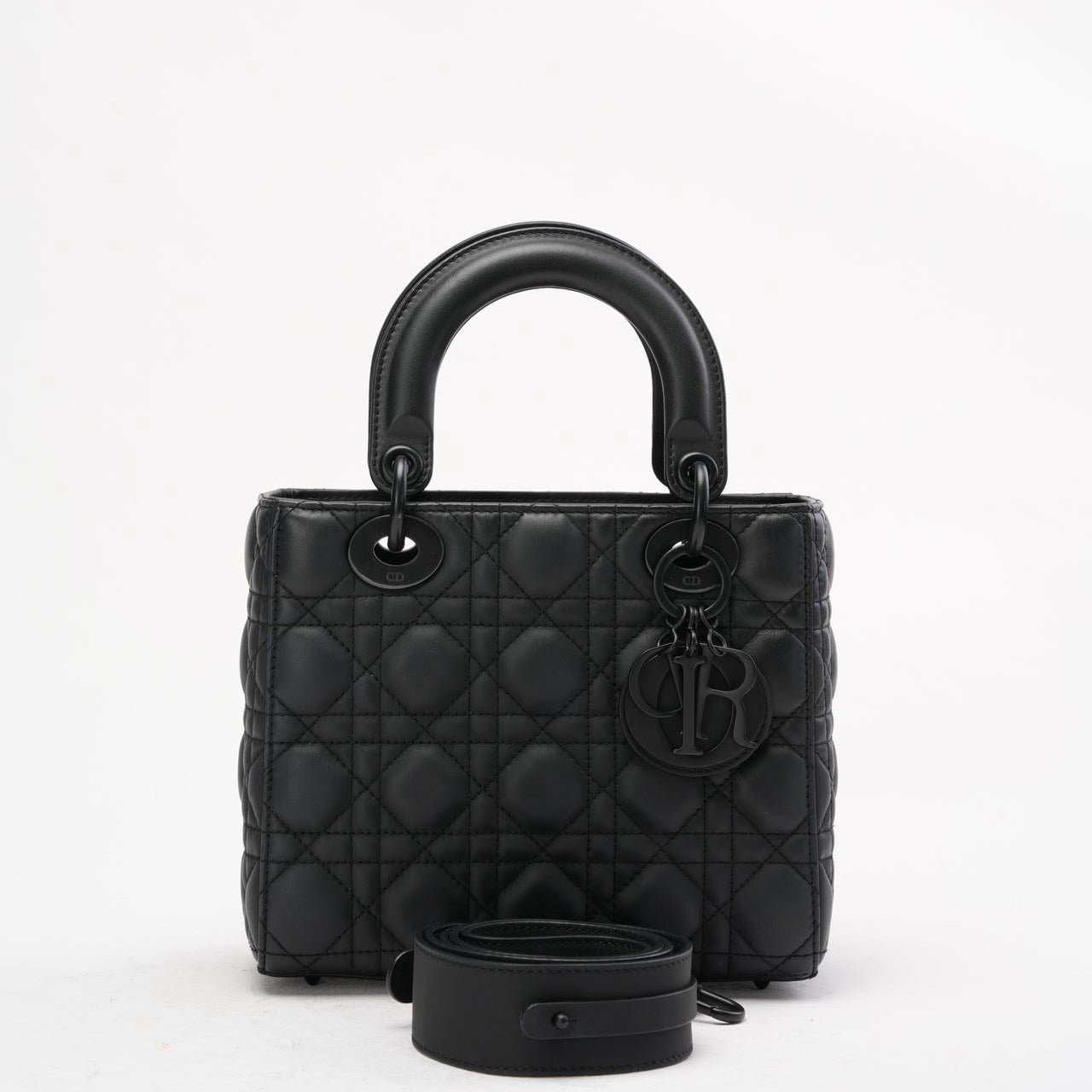 Dior Handbag Christian Cannage Lady Black Small