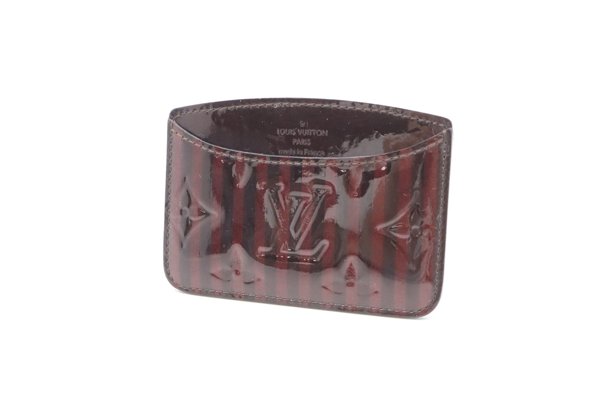 Louis Vuitton Card Purple Rayures Vernis Leather Wallet Case