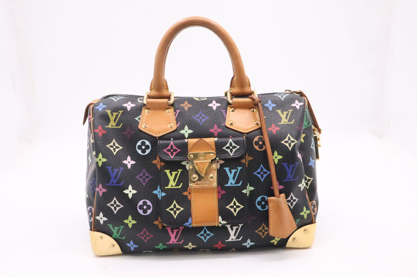 Louis Vuitton Speedy 30 Monogram Multicolor Black Canvas Handbag