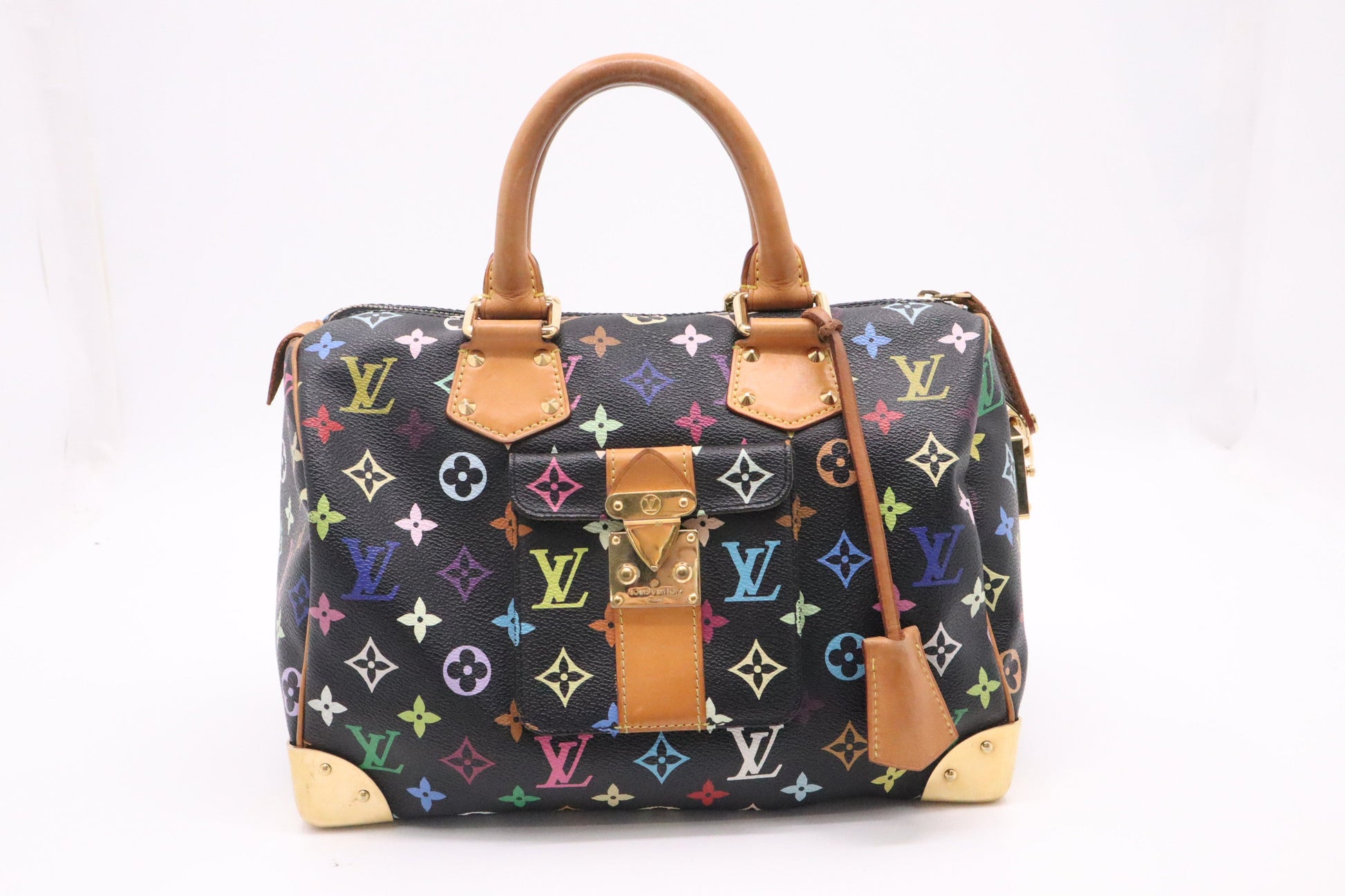 Louis Vuitton Speedy 30 Monogram Multicolor Black Canvas Handbag