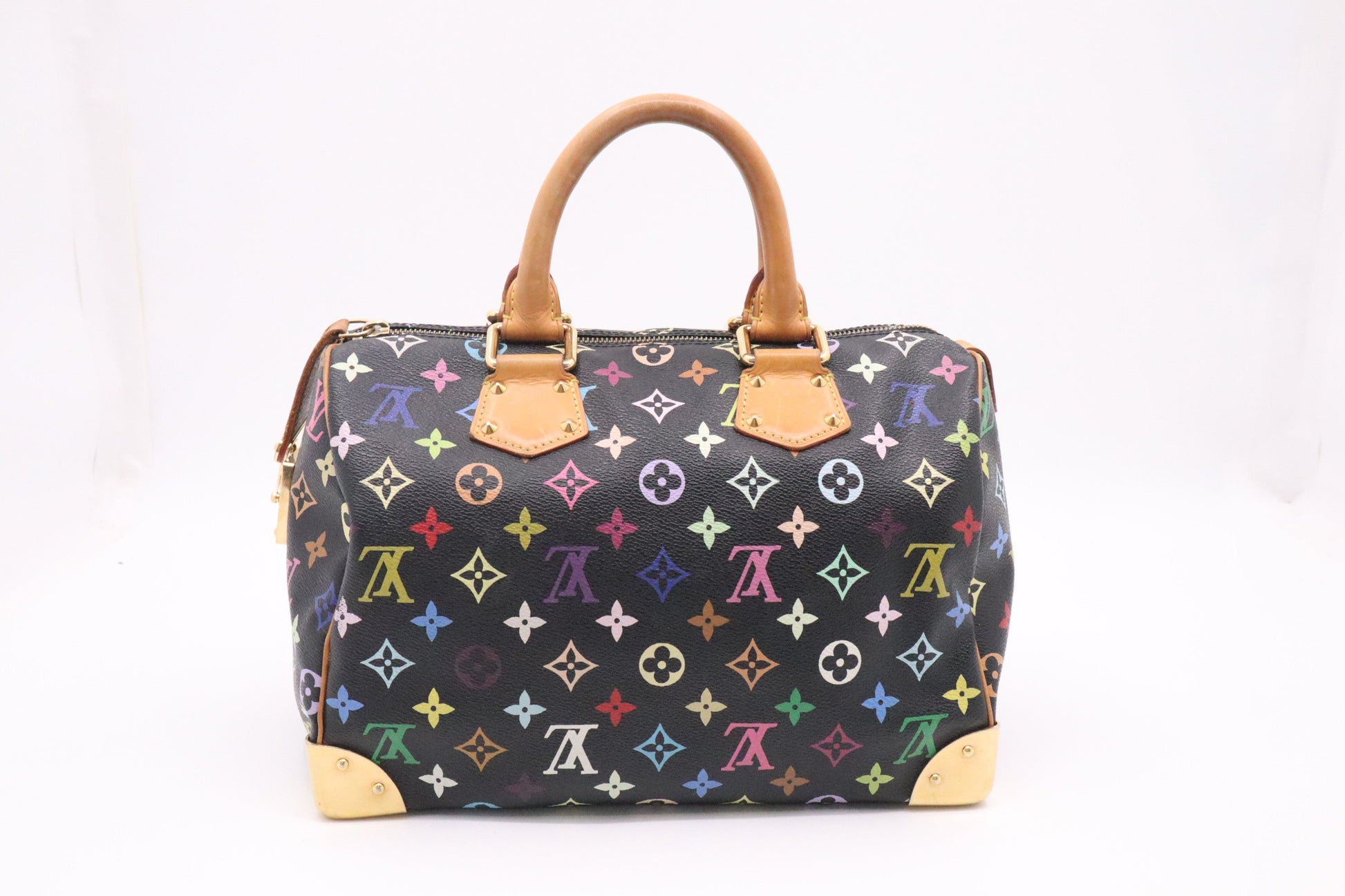 Louis Vuitton Speedy 30 Monogram Multicolor Black Canvas Handbag