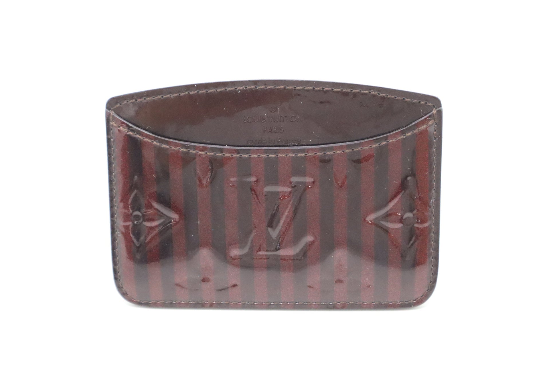 Louis Vuitton Card Purple Rayures Vernis Leather Wallet Case
