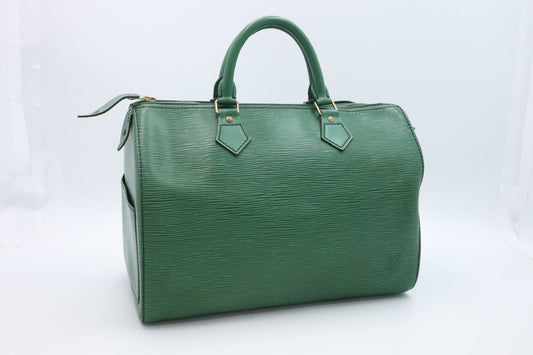 Louis Vuitton Speedy 30 Green Leather Epi Handbag Epi Leather