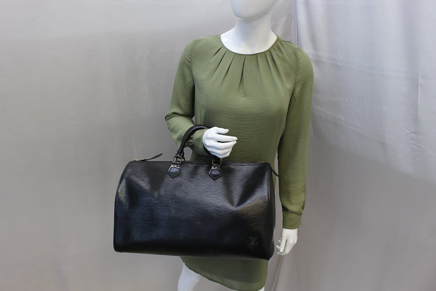 Louis Satchel Bag Epi Speedy Leather Black Travel Bag