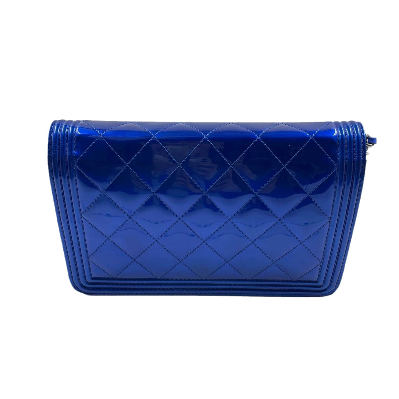 Chanel Boy WOC on Half Flap Patent Blue Leather Wallet Case