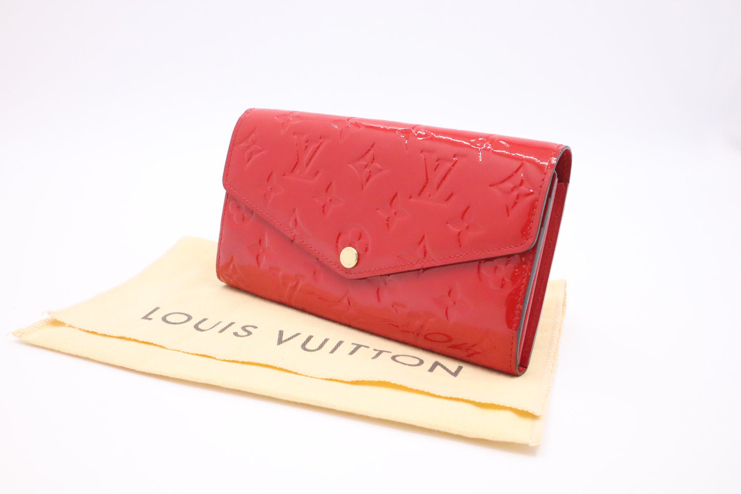 Louis Vuitton Sarah Red Leather Vernis Wallet Case Vernis Leather
